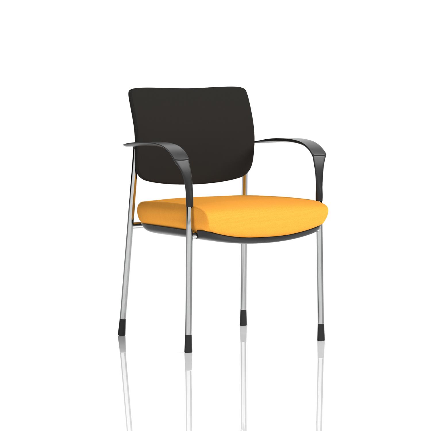 Brunswick Deluxe With Arms Chrome Frame Black Fabric Back Bespoke Colour Seat Senna Yellow