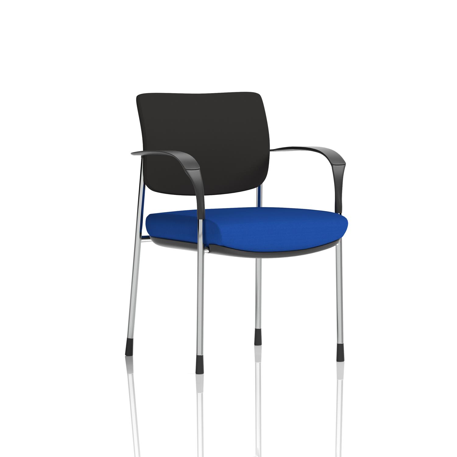 Brunswick Deluxe With Arms Chrome Frame Black Fabric Back Bespoke Colour Seat Stevia Blue