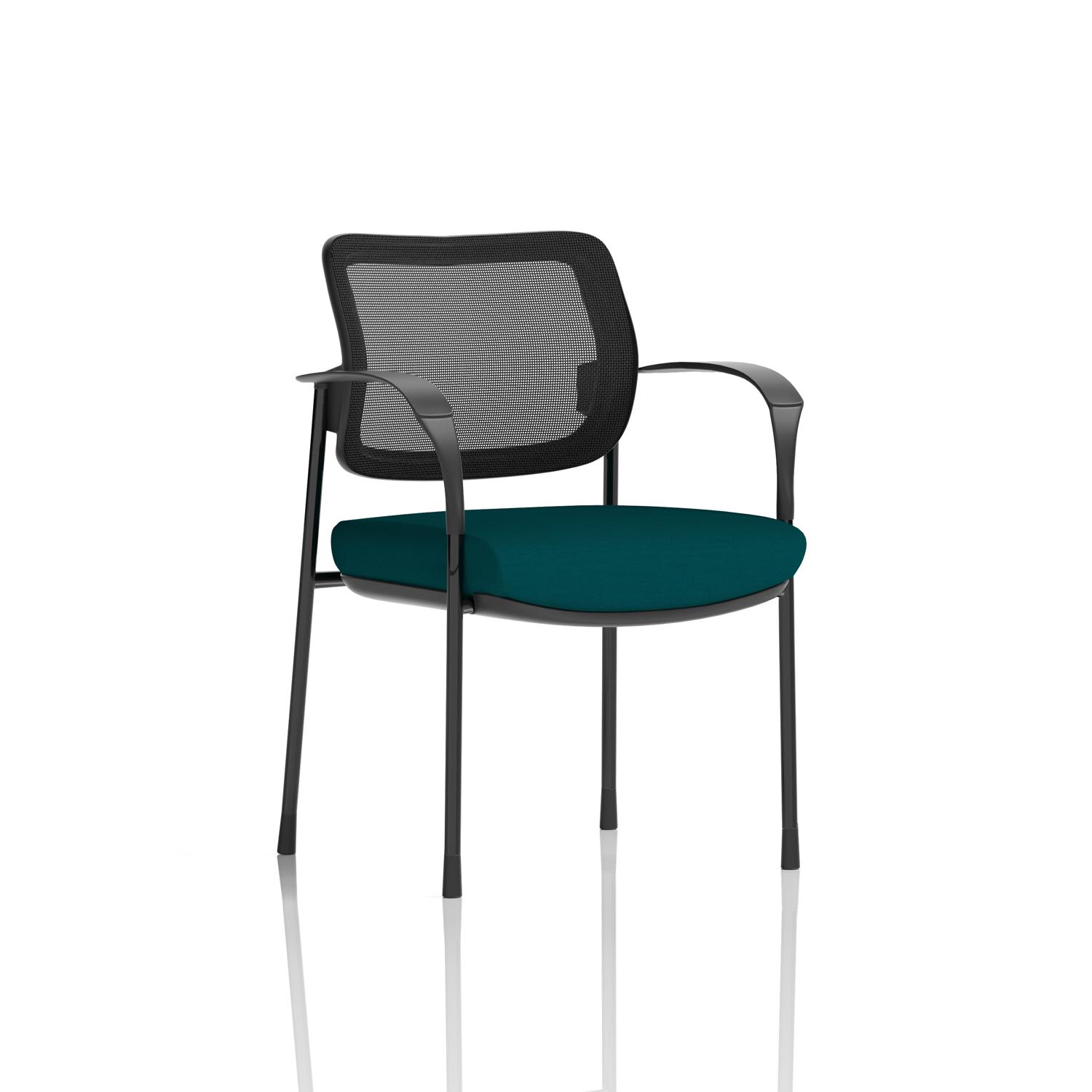 Brunswick Deluxe With Arms Black Frame Mesh Back Bespoke Colour Seat Maringa Teal