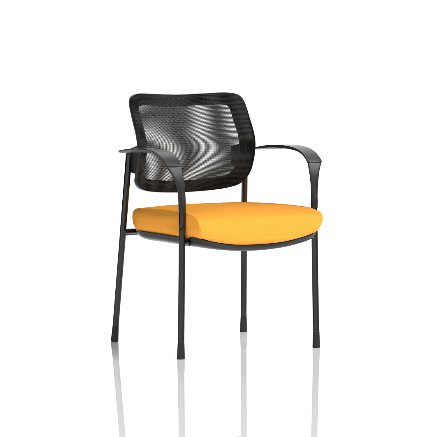 Brunswick Deluxe With Arms Black Frame Mesh Back Bespoke Colour Seat Senna Yellow