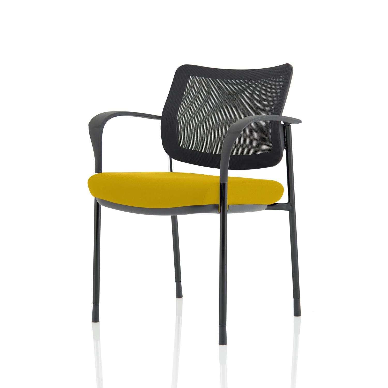 Brunswick Deluxe With Arms Black Frame Mesh Back Bespoke Colour Seat Senna Yellow