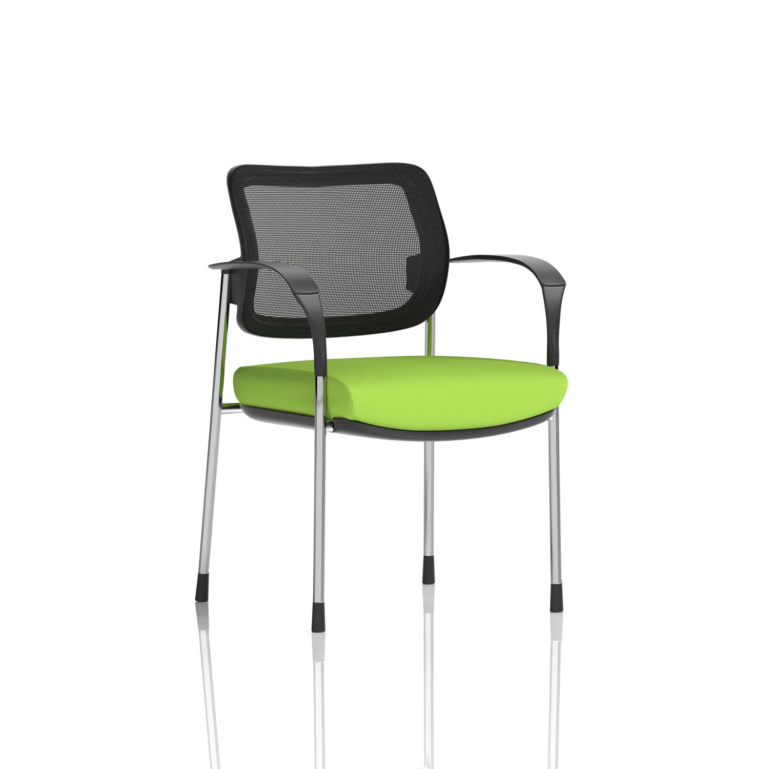 Brunswick Deluxe With Arms Chrome Frame Mesh Back Bespoke Colour Seat Myrrh Green