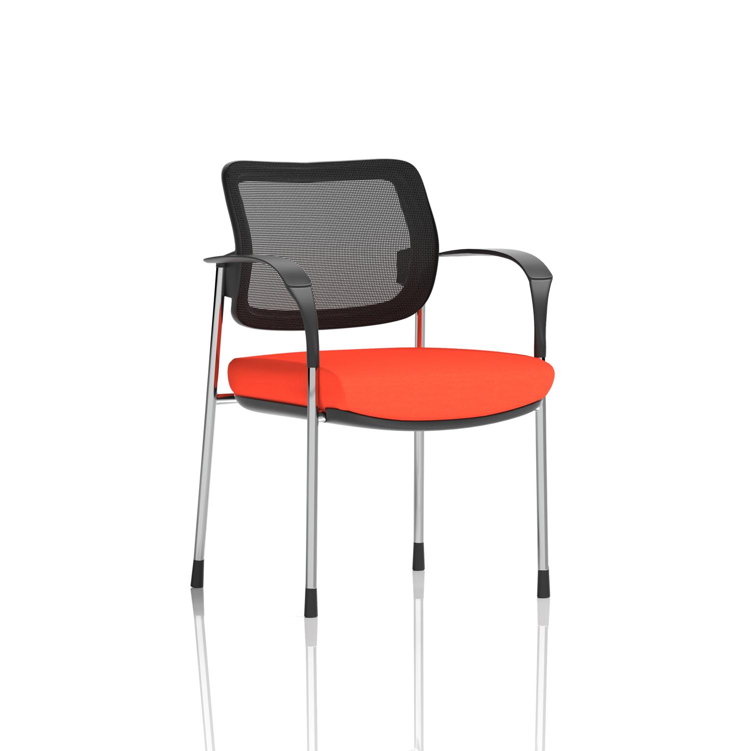 Brunswick Deluxe With Arms Chrome Frame Mesh Back Bespoke Colour Seat Tabasco Orange