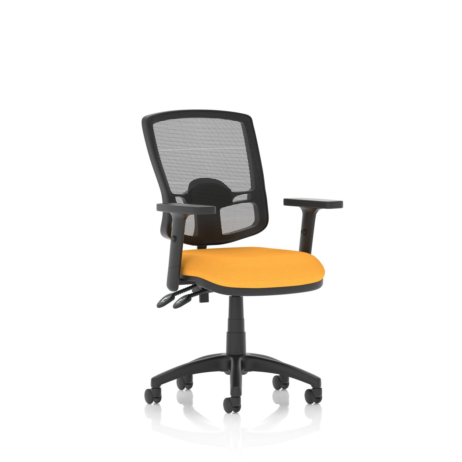 Eclipse Plus II Lever Task Operator Chair Deluxe Mesh Back With Height Adjustable Arms Bespoke Colour Seat Senna Yellow