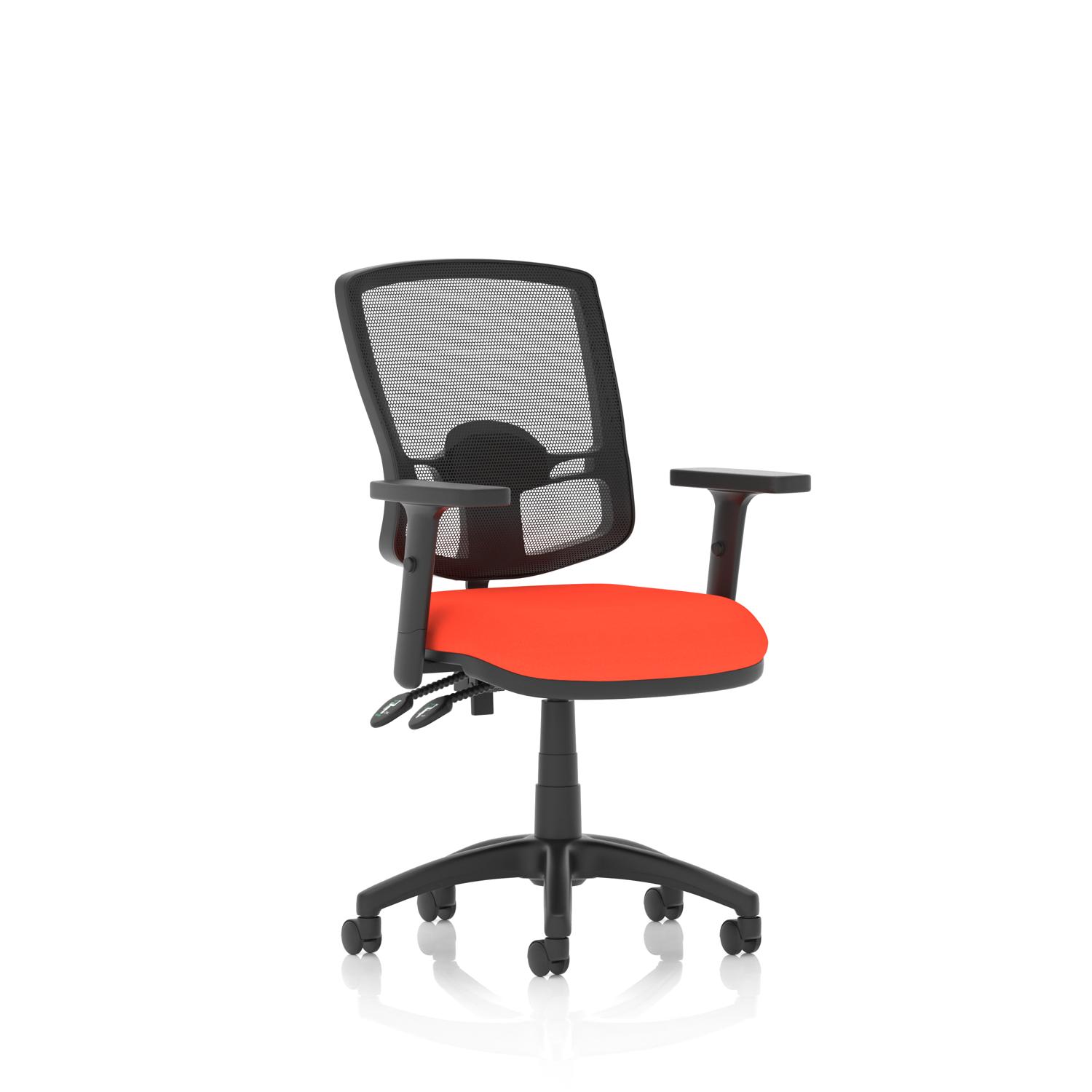 Eclipse Plus II Lever Task Operator Chair Deluxe Mesh Back With Height Adjustable Arms Bespoke Colour Seat Tabasco Orange