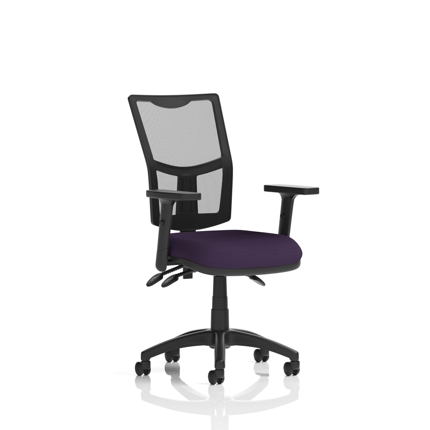 Eclipse Plus III Lever Task Operator Chair Mesh Back With Height Adjustable Arms Bespoke Colour Seat Tansy Purple