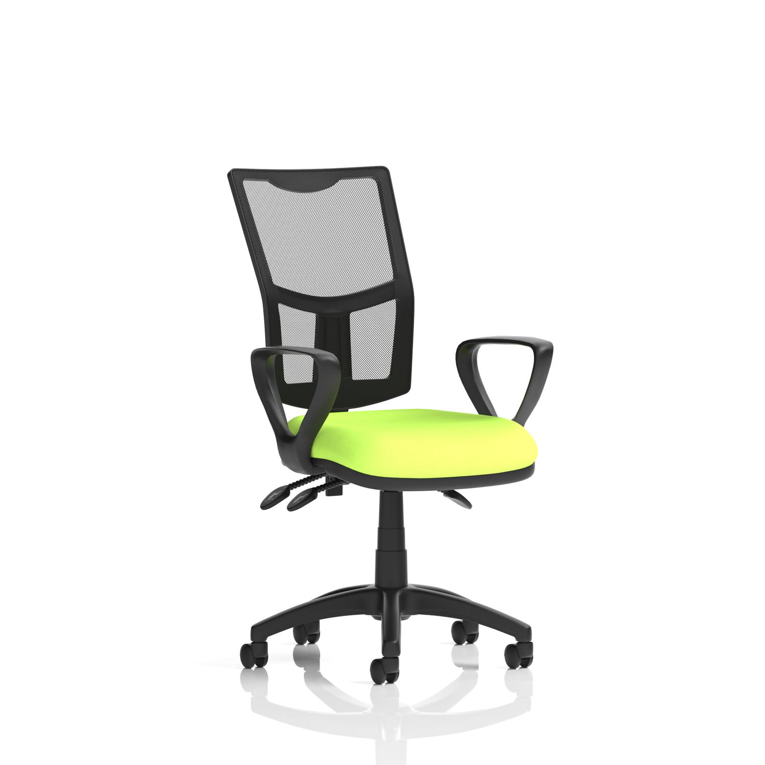 Eclipse Plus III Lever Task Operator Chair Mesh Back With Loop Arms Bespoke Colour Seat Myrrh Green