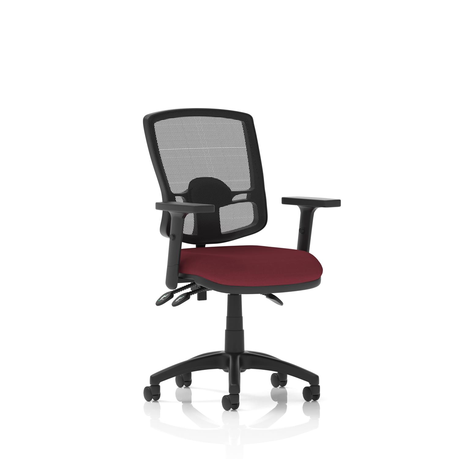 Eclipse Plus III Lever Task Operator Chair Deluxe Mesh Back With Height Adjustable Arms Bespoke Colour Seat Ginseng Chilli