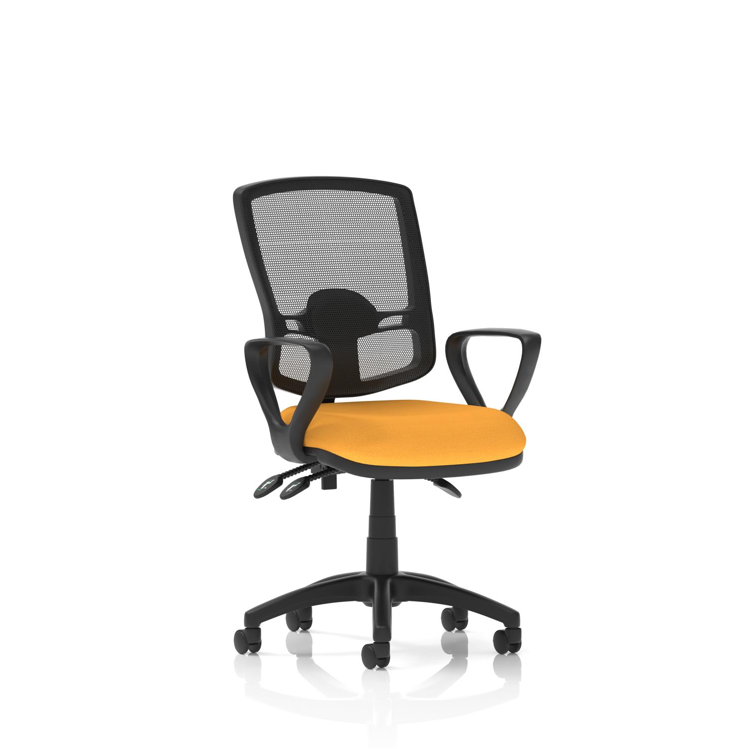Eclipse Plus III Lever Task Operator Chair Deluxe Mesh Back With Loop Arms Bespoke Colour Seat Senna Yellow