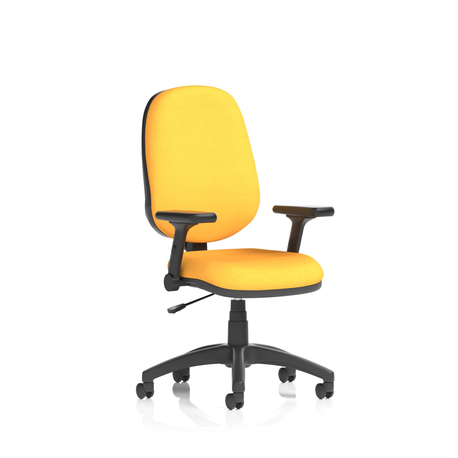Eclipse Plus I Lever Task Operator Chair With Height Adjustable And Folding Arms Bespoke Colour Back And Seat Senna Yellow