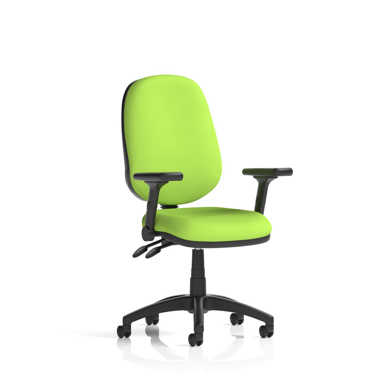 Eclipse Plus II Lever Task Operator Chair With Height Adjustable And Folding Arms Bespoke Colour Back And Seat Myrrh Green