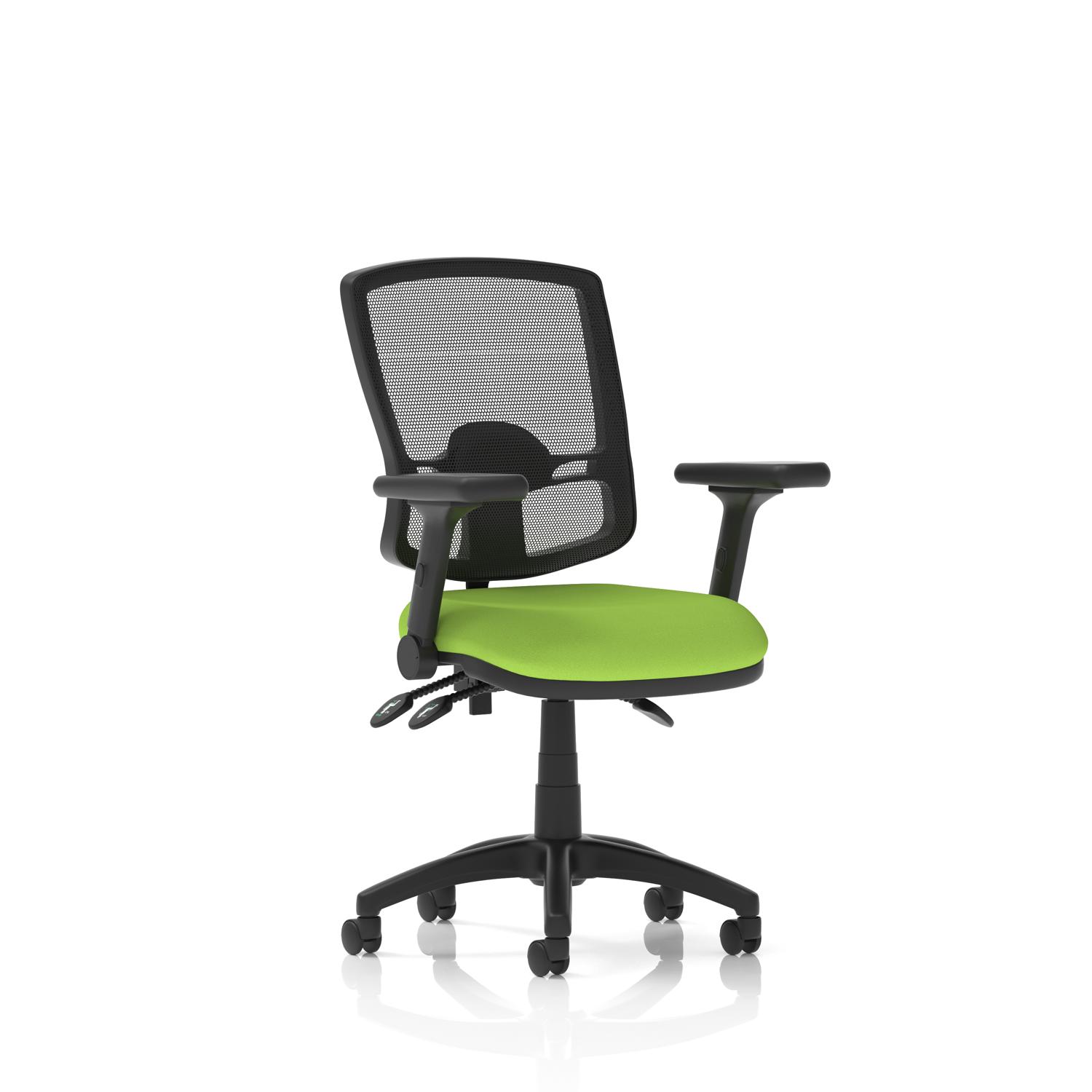 Eclipse Plus III Lever Task Operator Chair Deluxe Mesh Back With Height Adjustable And Folding Arms Bespoke Colour Seat Myrrh Green