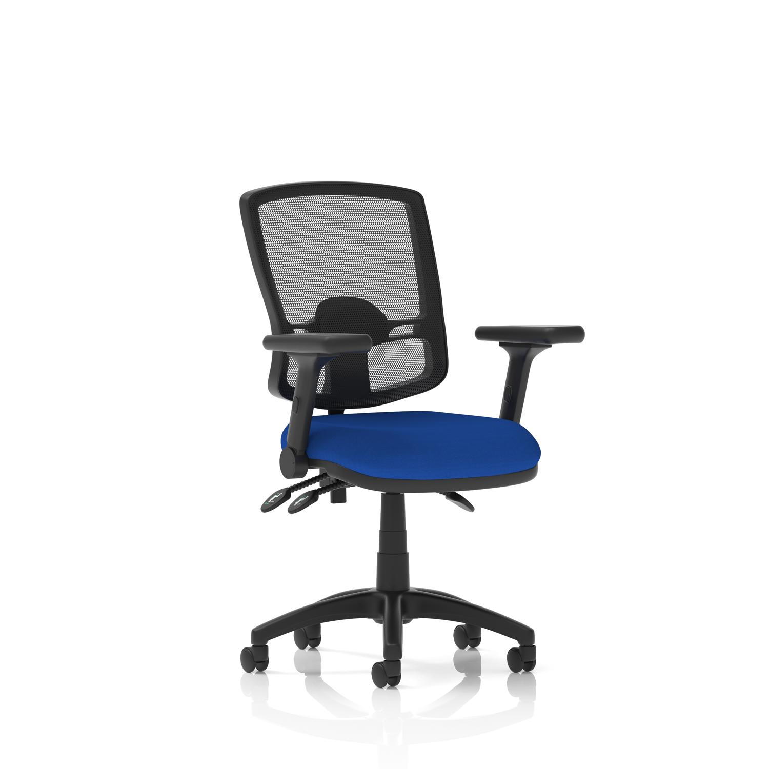 Eclipse Plus III Lever Task Operator Chair Deluxe Mesh Back With Height Adjustable And Folding Arms Bespoke Colour Seat Stevia Blue