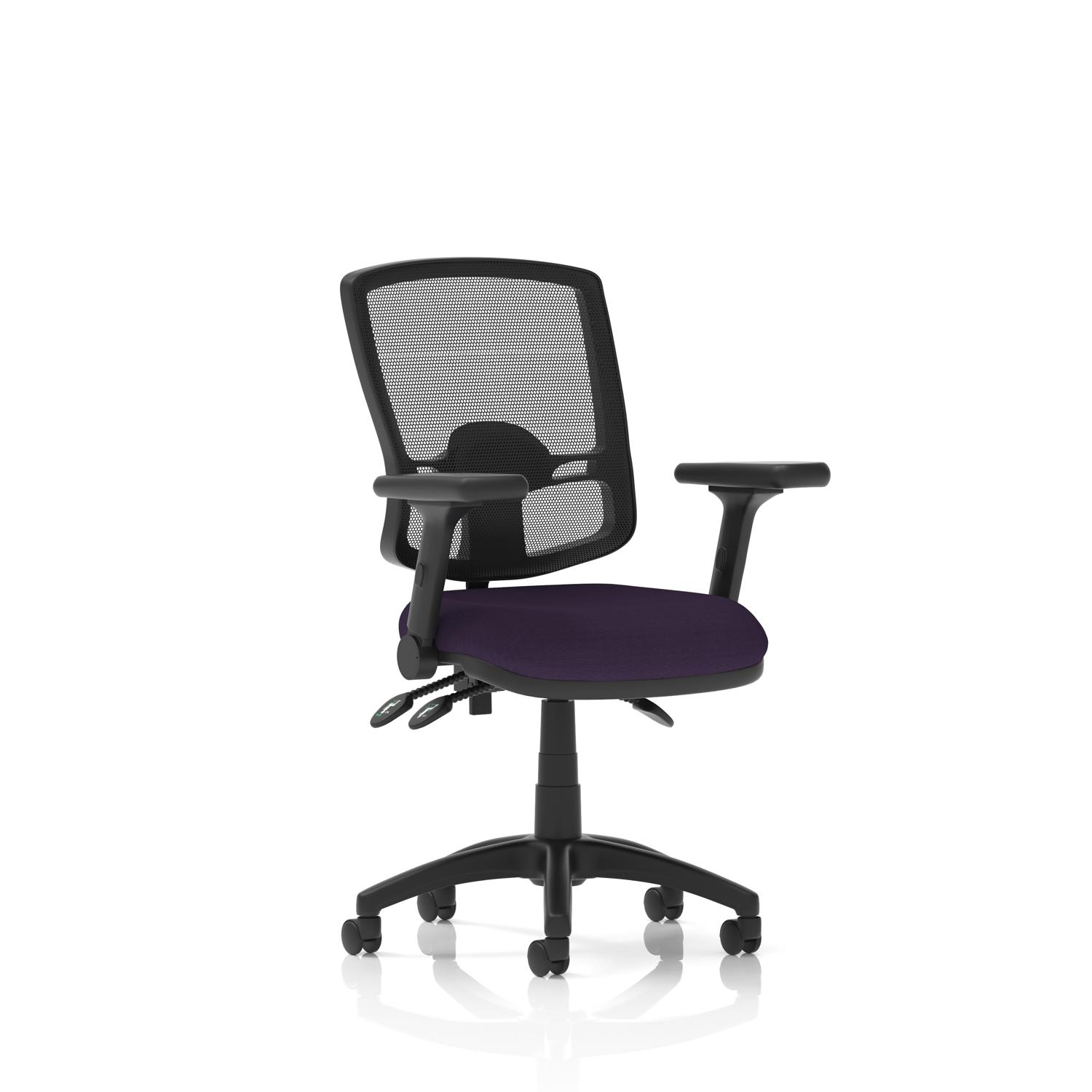Eclipse Plus III Lever Task Operator Chair Deluxe Mesh Back With Height Adjustable And Folding Arms Bespoke Colour Seat Tansy Purple