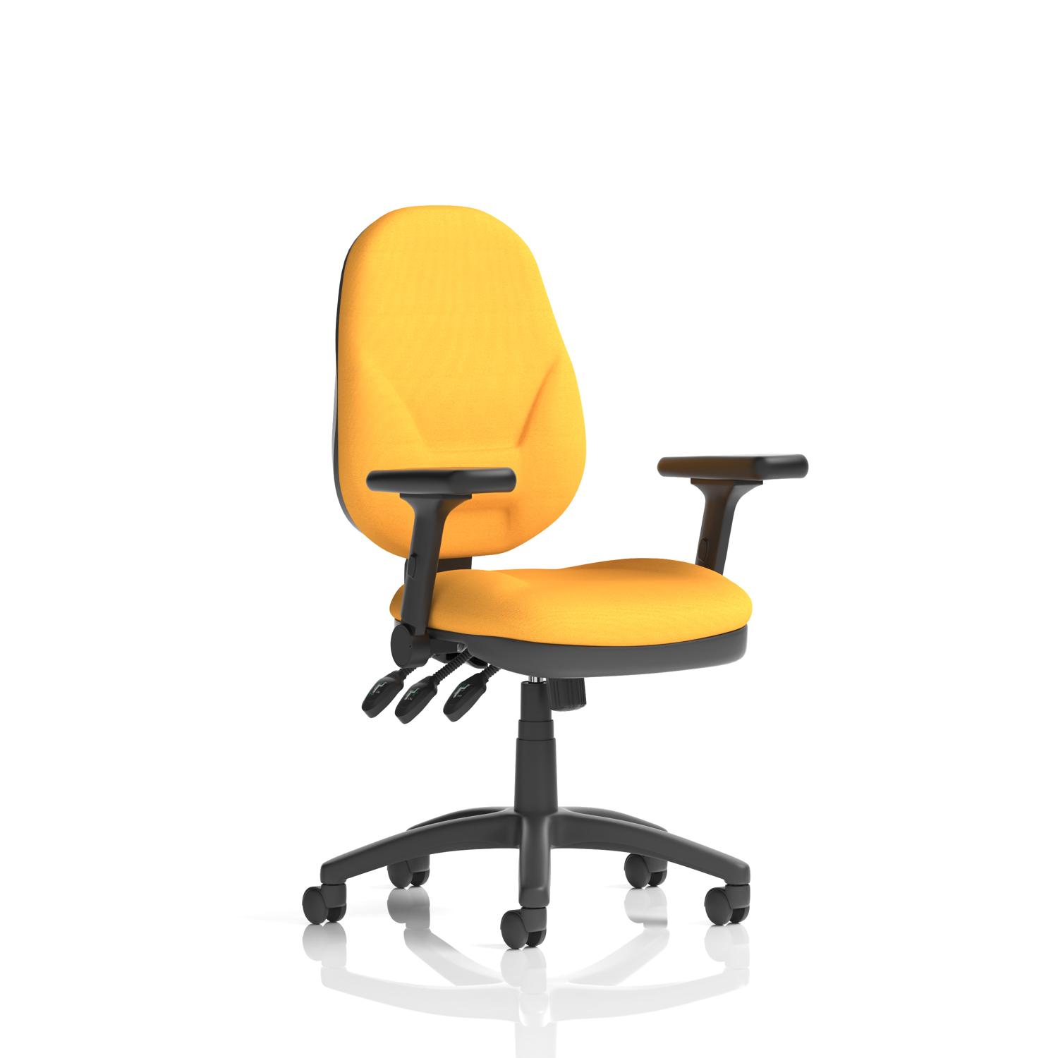 Eclipse Plus XL Lever Task Operator Chair With Height Adjustable And Folding Arms Bespoke Colour Back And Seat Senna Yellow