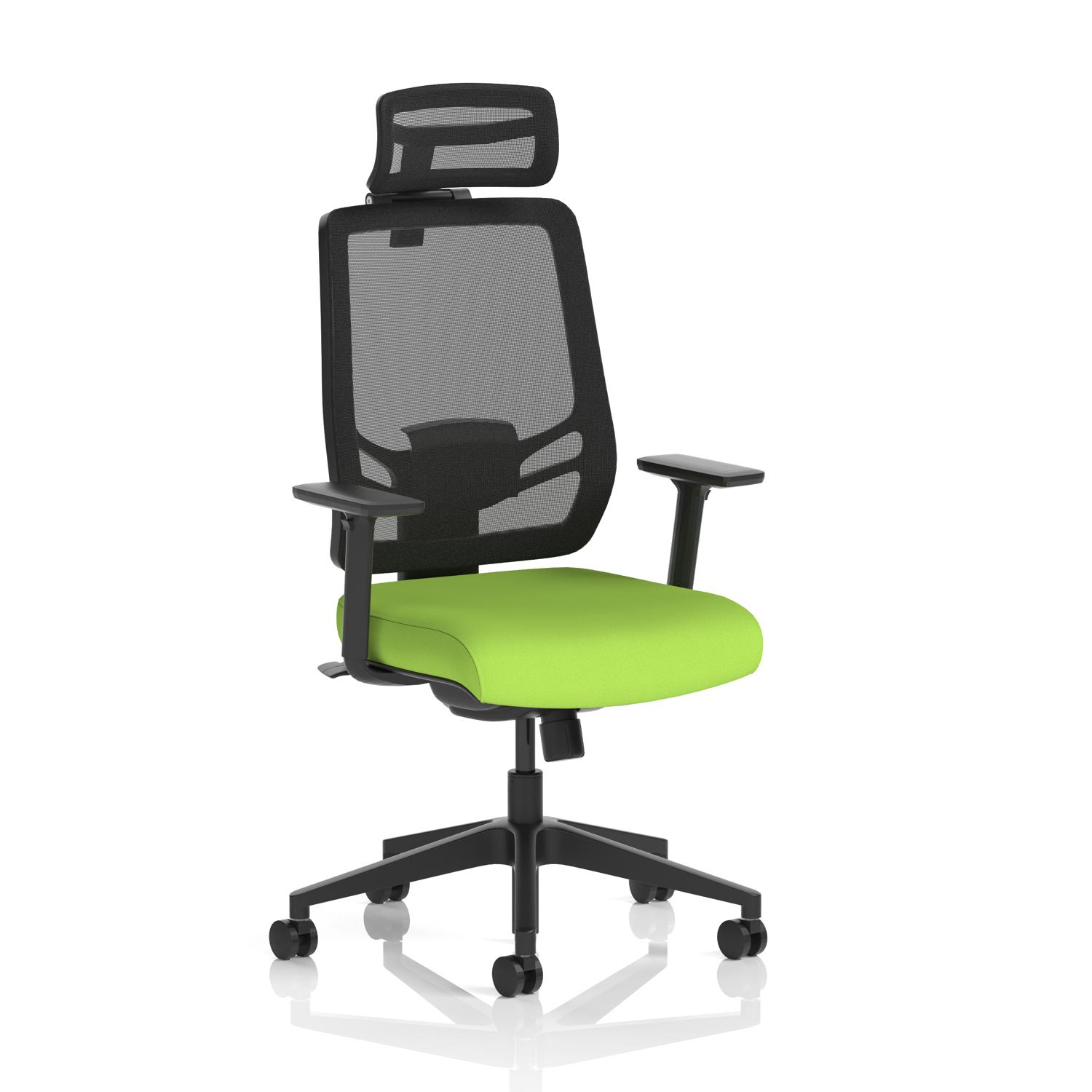 Ergo Twist Mesh Back Ergonomic Task Operator Office Chair With Height Adjustable Arms With Headrest Bespoke Colour Seat Myrrh Green