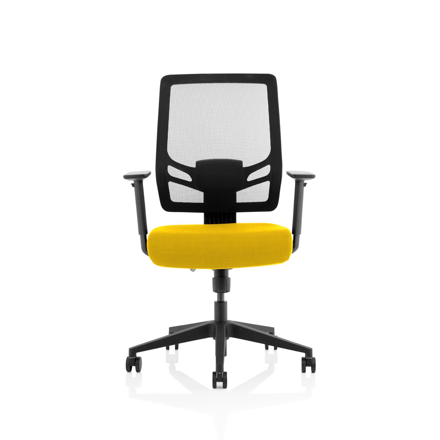 Ergo Twist Mesh Back Ergonomic Task Operator Office Chair With Height Adjustable Arms Bespoke Colour Seat Senna Yellow