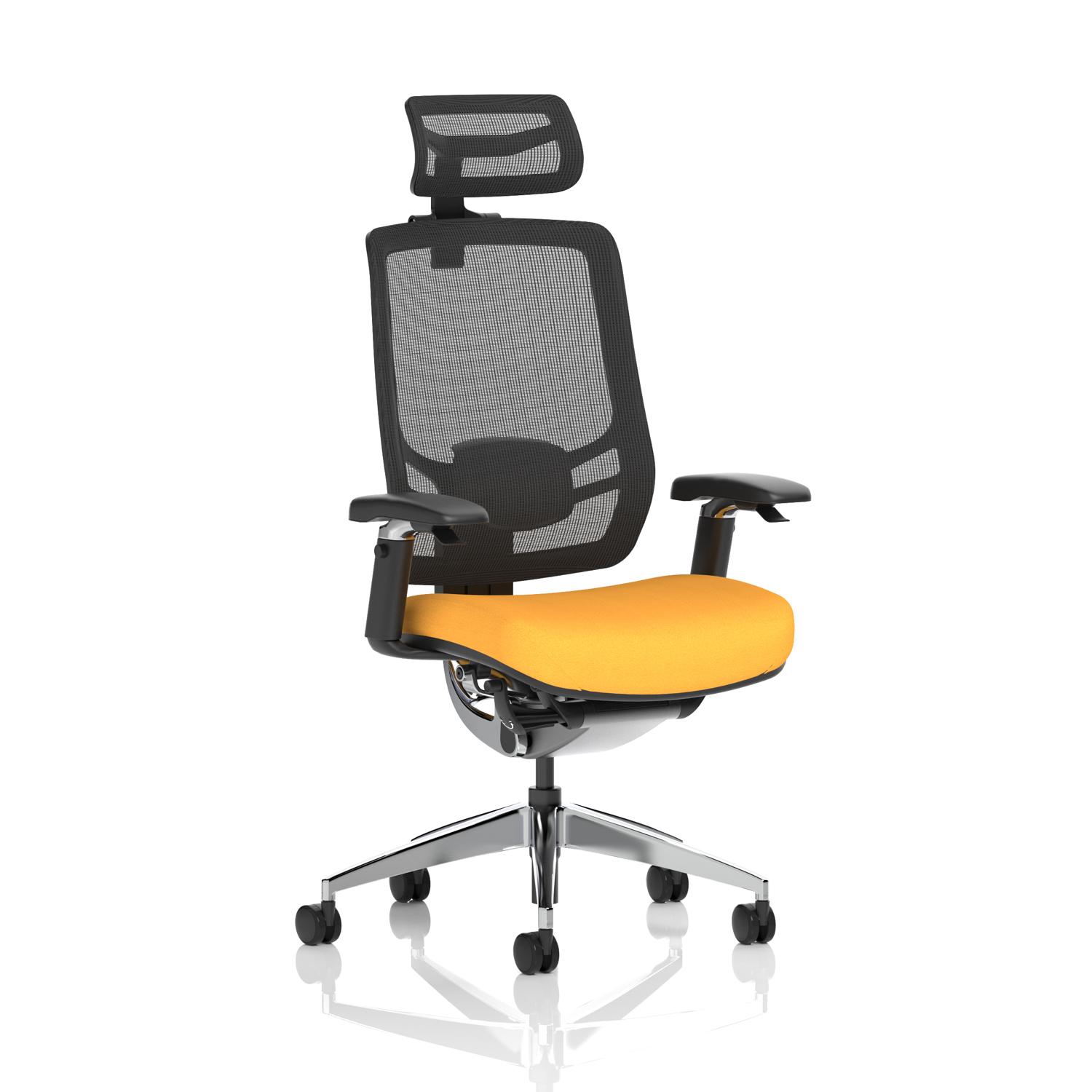 Ergo Click Mesh Back With Headrest Bespoke Colour Seat Senna Yellow