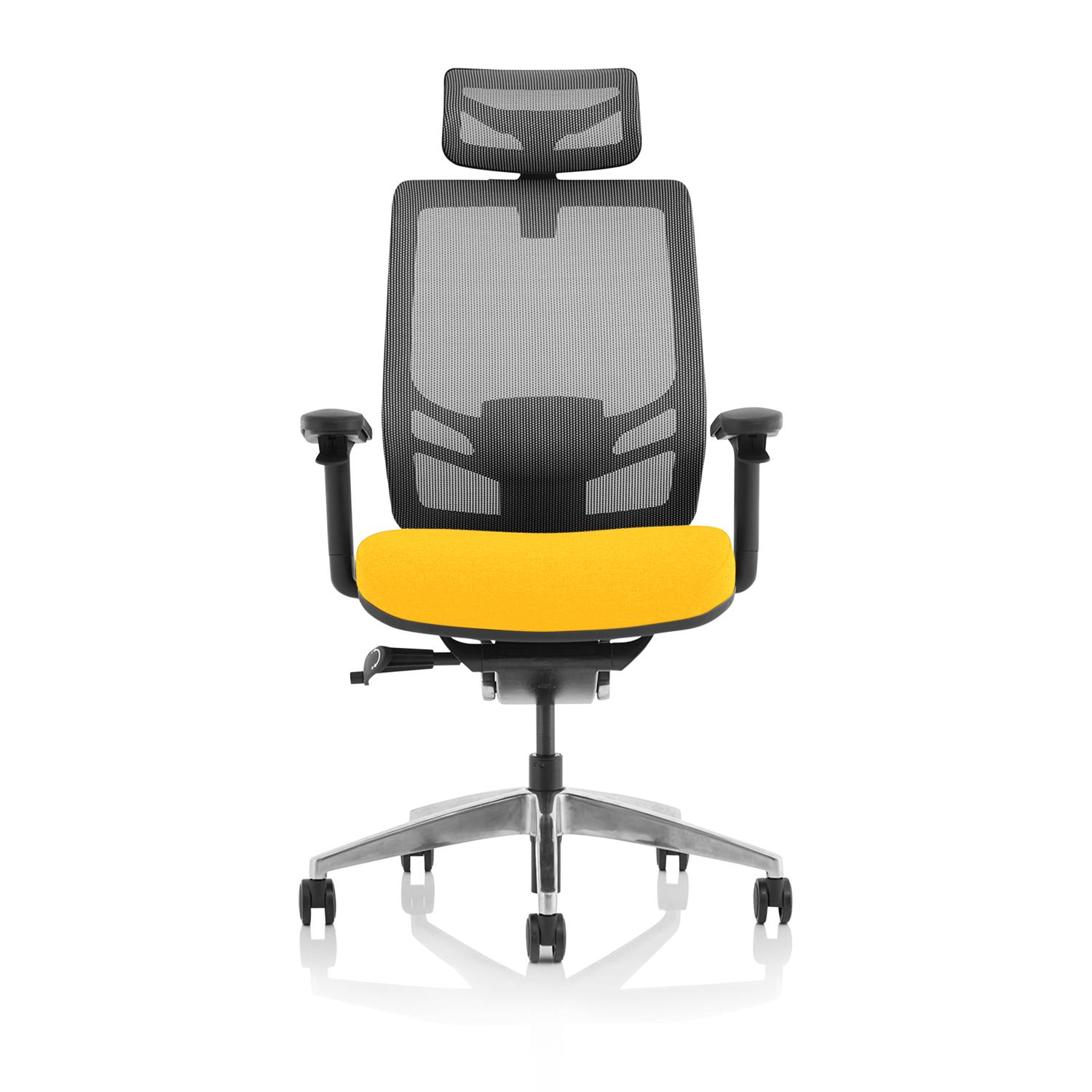 Ergo Click Mesh Back With Headrest Bespoke Colour Seat Senna Yellow