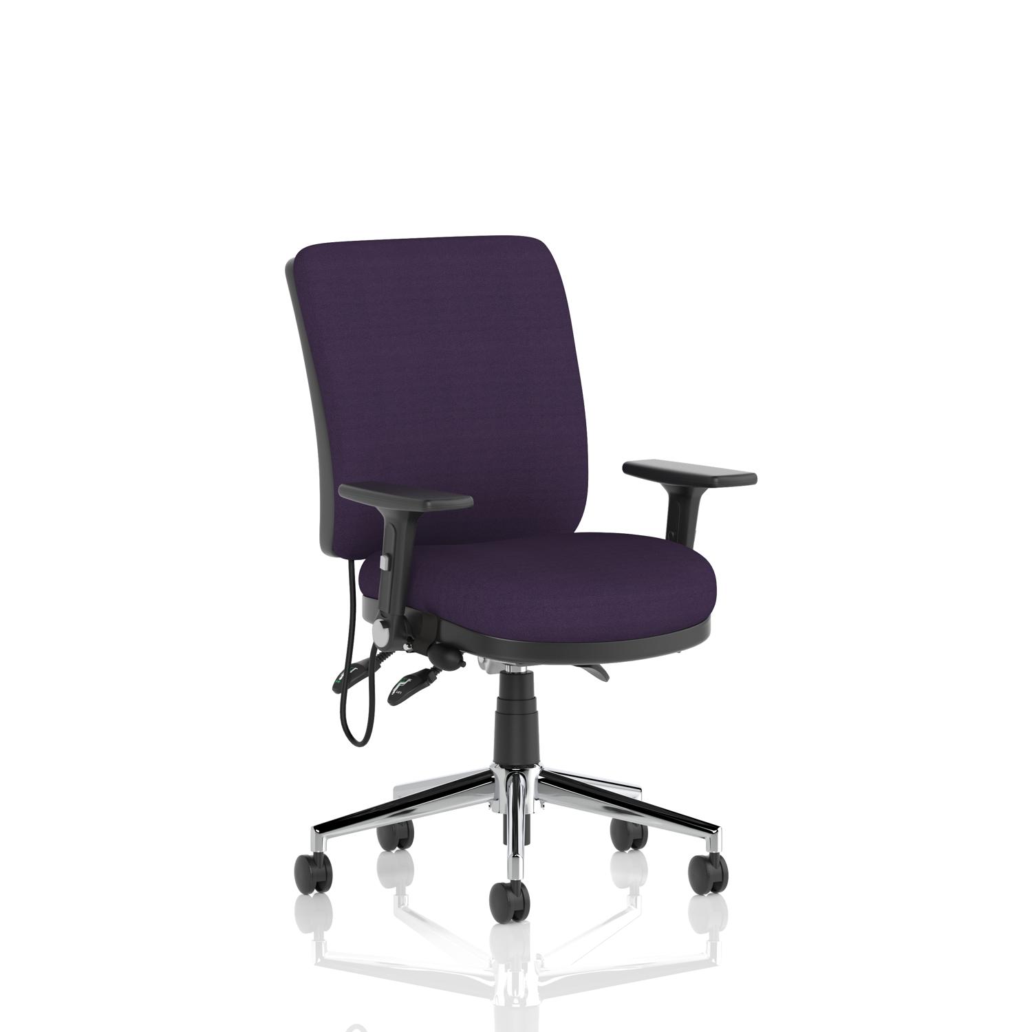 Chiro Medium Back With Height Adjustable And Folding Arms Bespoke Colour Back and Seat Tansy Purple