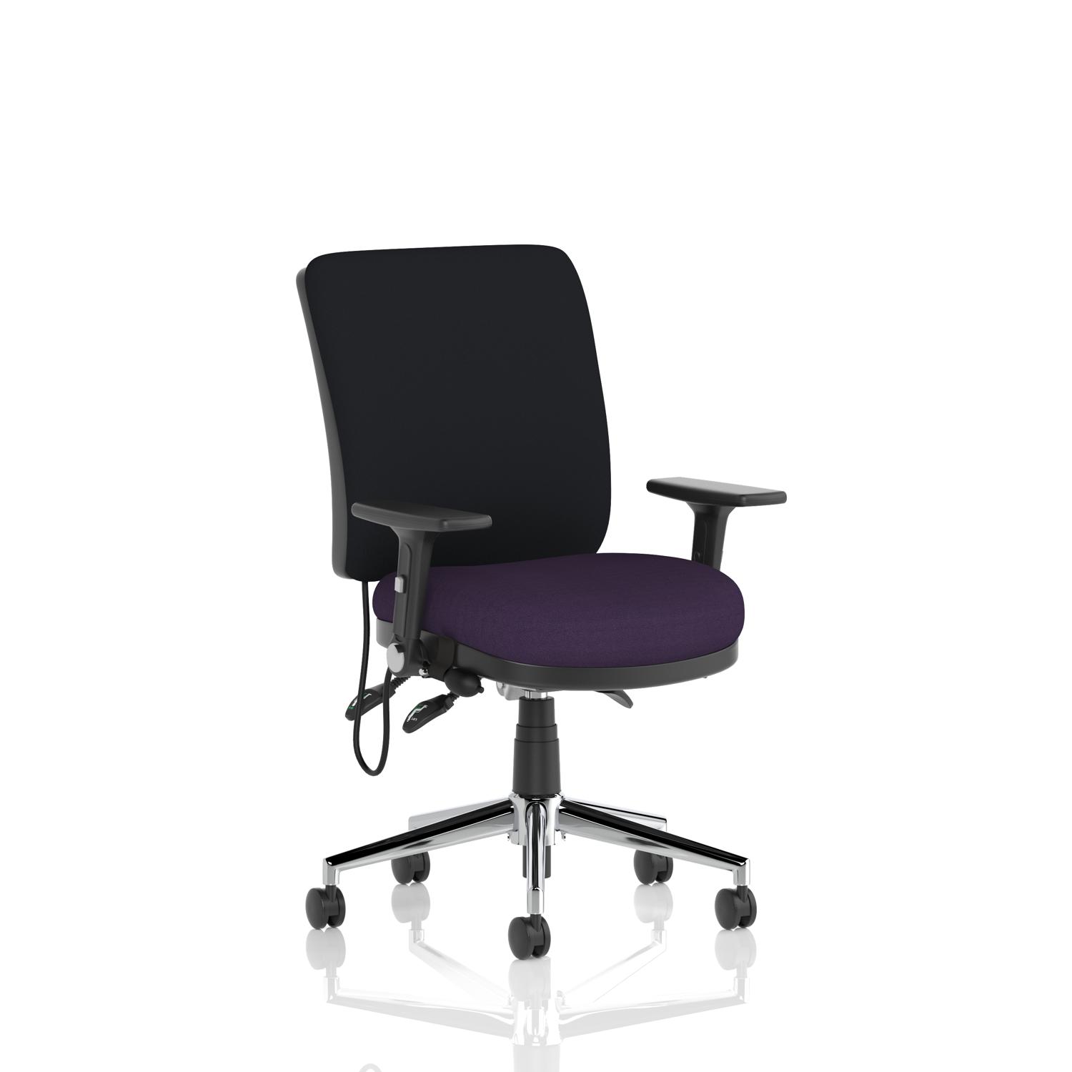 Chiro Medium Back With Height Adjustable And Folding Arms Bespoke Colour Seat Tansy Purple