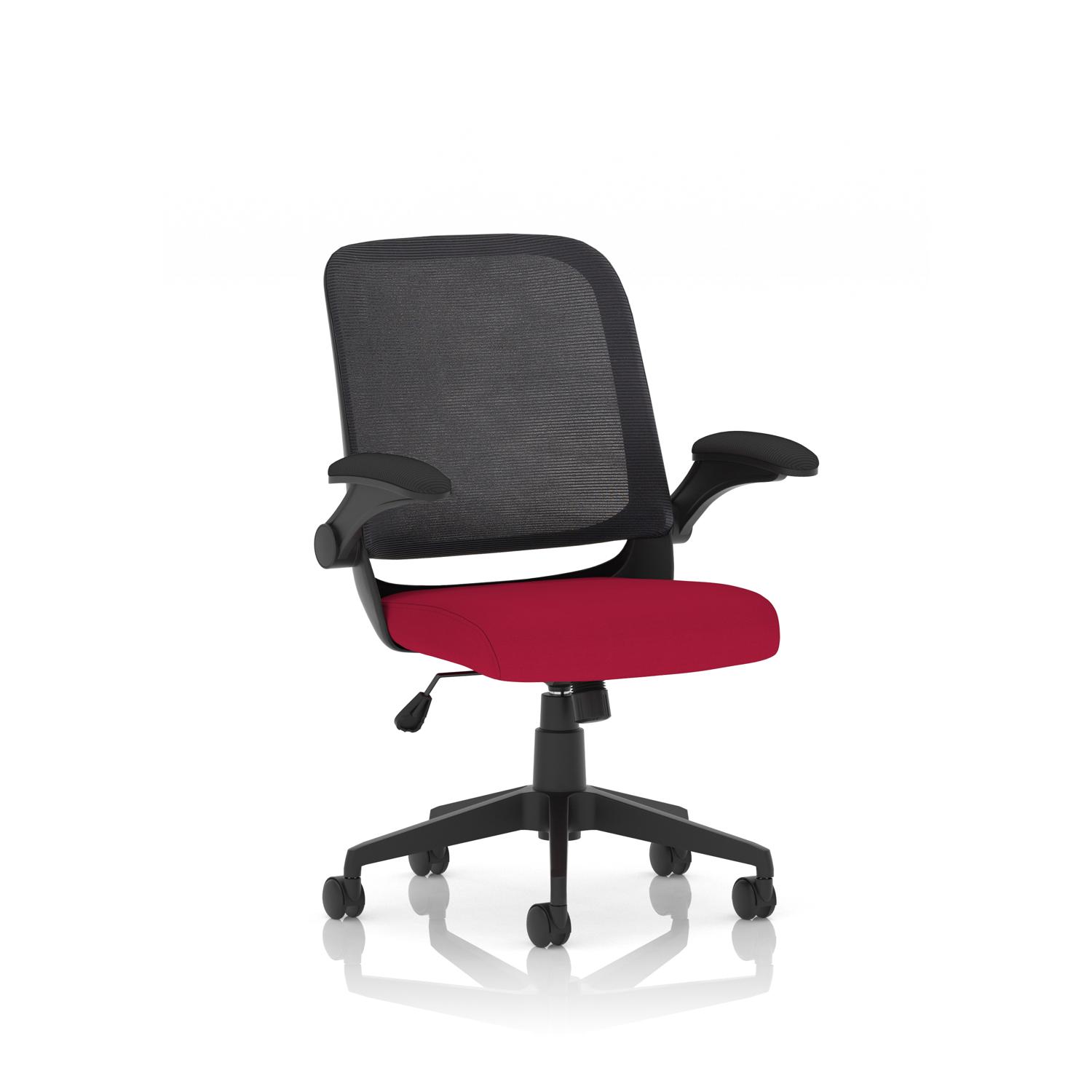 Crew Task Operator Mesh Chair With Folding Arms Bespoke Colour Seat Bergamot Cherry