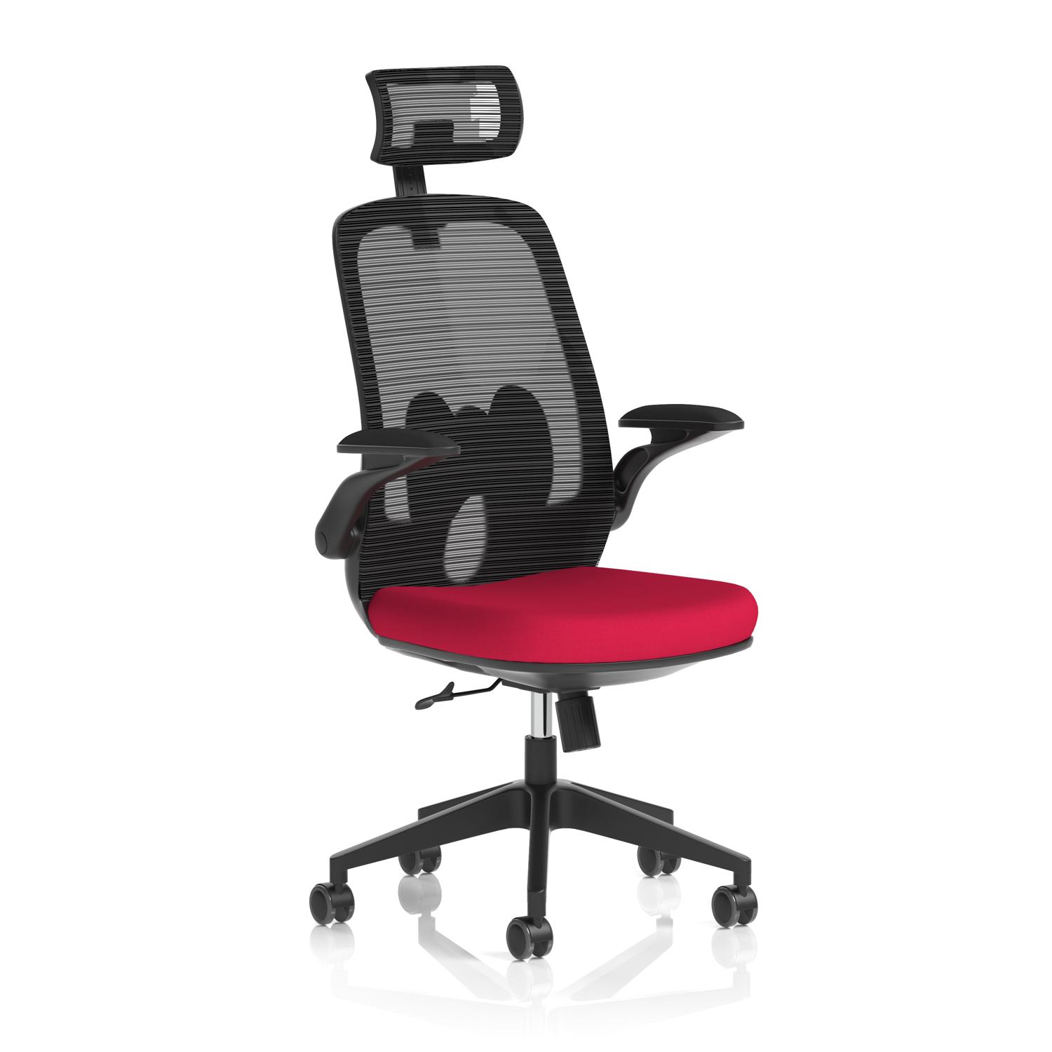 Sigma Executive Mesh Chair With Folding Arms Bespoke Colour Seat Bergamot Cherry