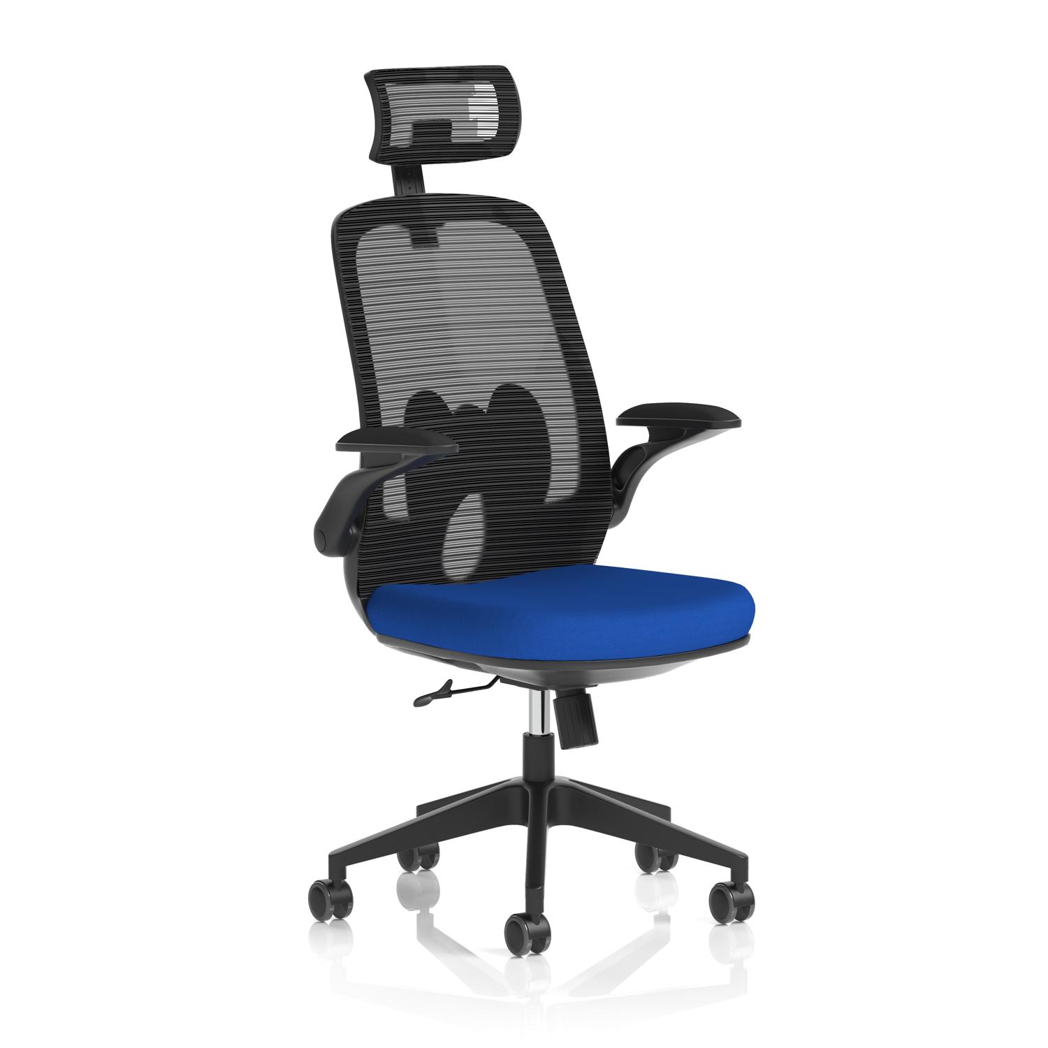 Sigma Executive Mesh Chair With Folding Arms Bespoke Colour Seat Stevia Blue