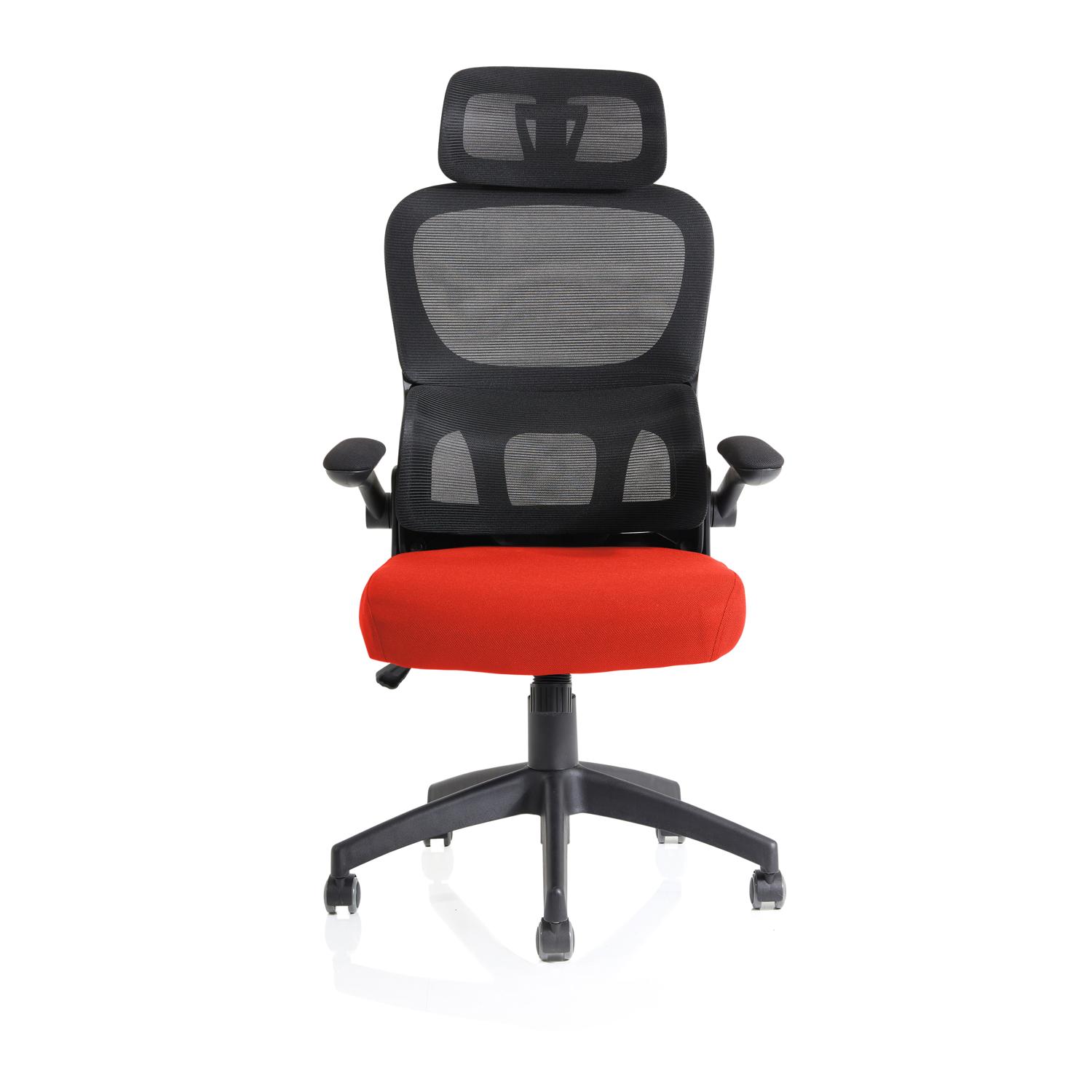 Iris Task Operator Black Mesh Back Bespoke Colour Seat Tabasco Orange