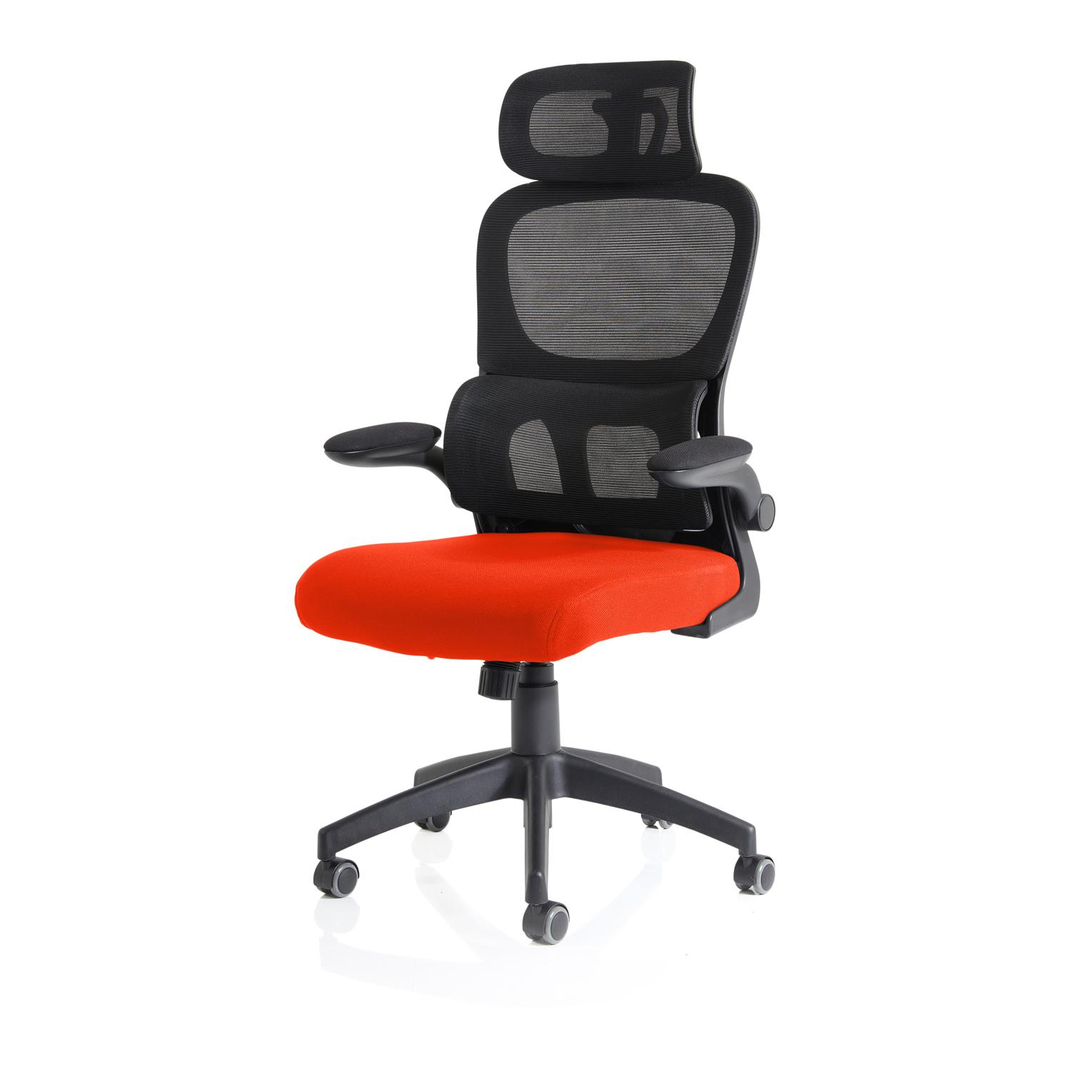 Iris Task Operator Black Mesh Back Bespoke Colour Seat Tabasco Orange