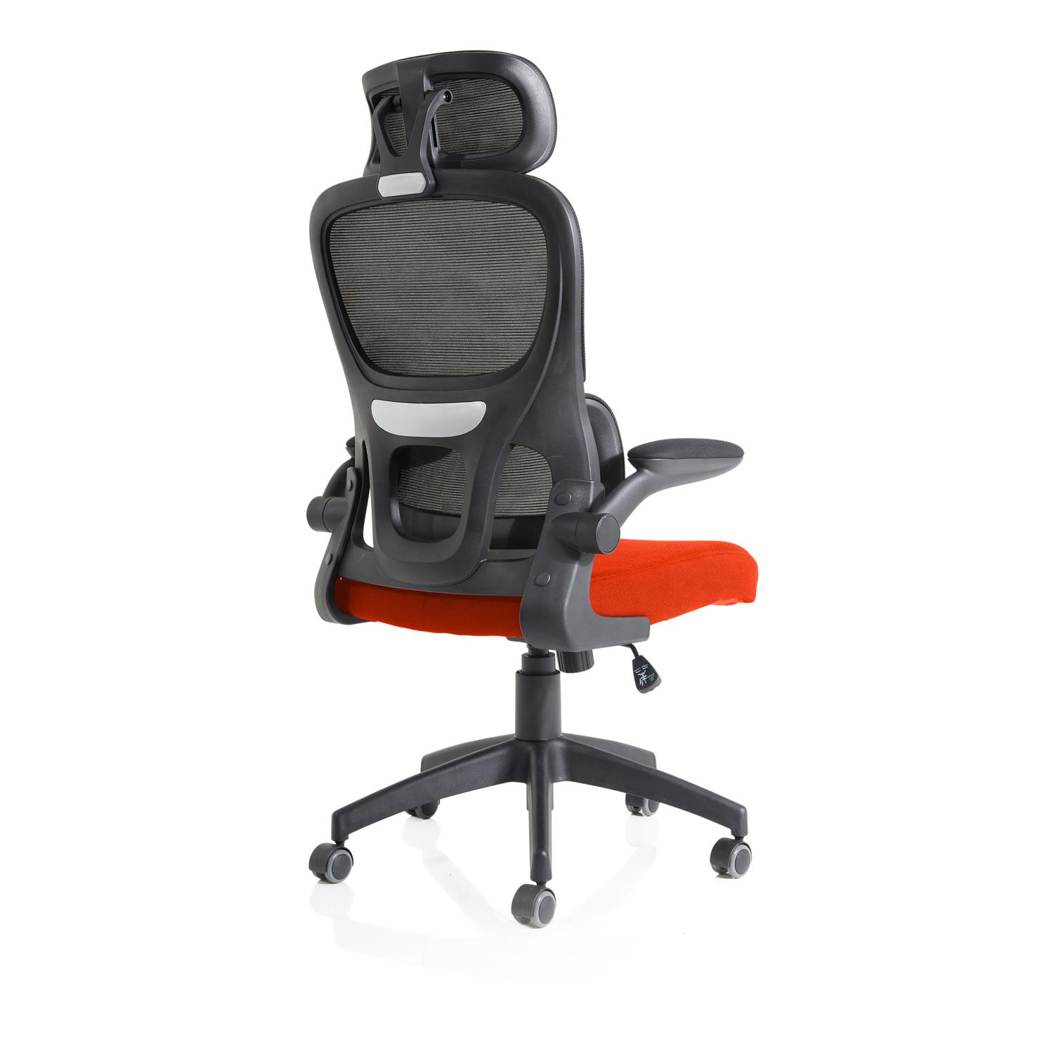 Iris Task Operator Black Mesh Back Bespoke Colour Seat Tabasco Orange