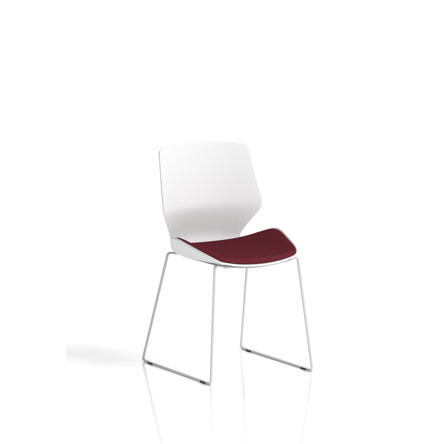 Florence Sled White Frame Visitor Chair Bespoke Colour Ginseng Chilli
