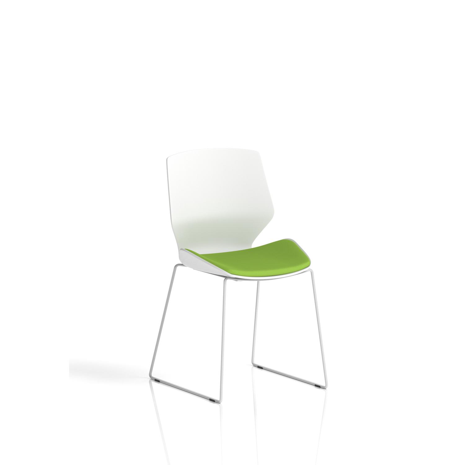 Florence Sled White Frame Visitor Chair Bespoke Colour Myrrh Green