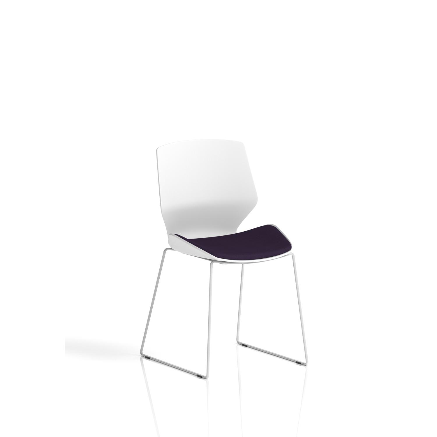 Florence Sled White Frame Visitor Chair Bespoke Colour Tansy Purple