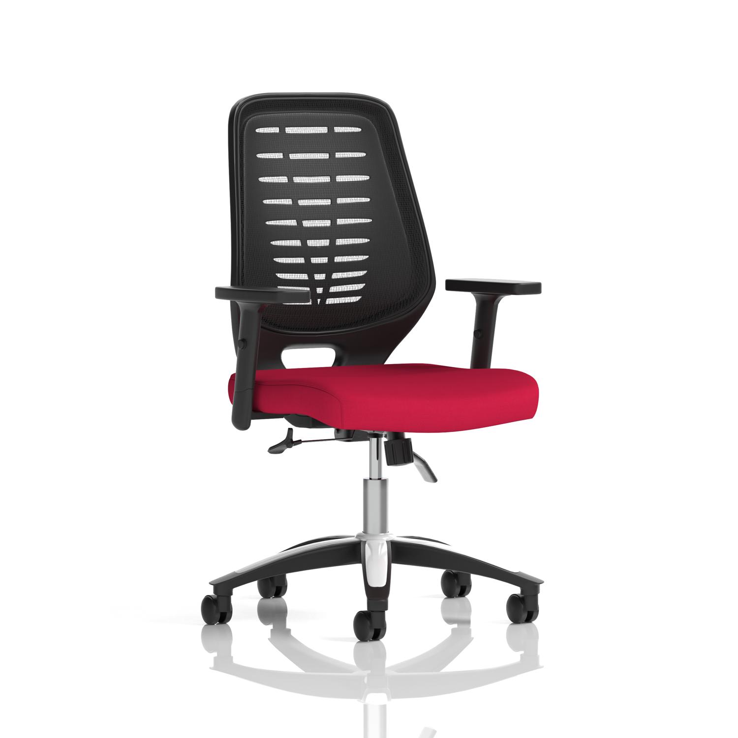 Relay Task Operator Chair Black Back With Height Adjustable Arms Bespoke Colour Bergamot Cherry