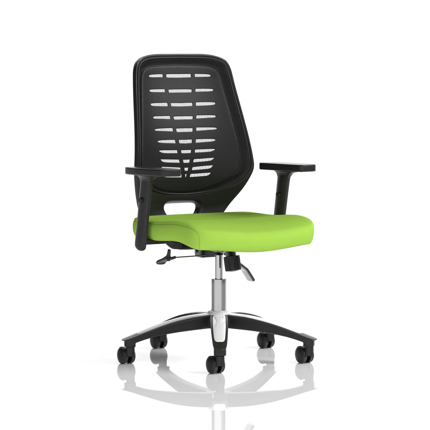 Relay Task Operator Chair Black Back With Height Adjustable Arms Bespoke Colour Myrrh Green