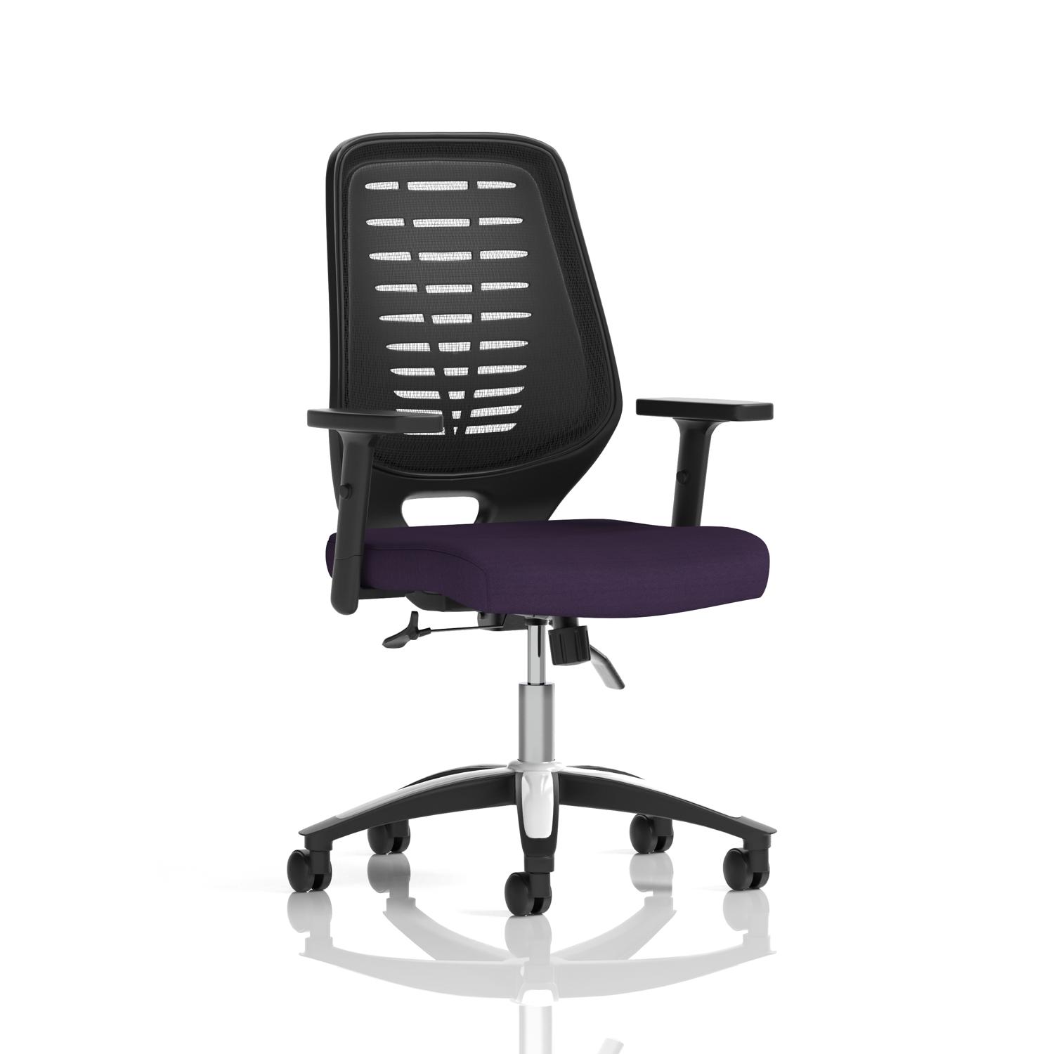 Relay Task Operator Chair Black Back With Height Adjustable Arms Bespoke Colour Tansy Purple