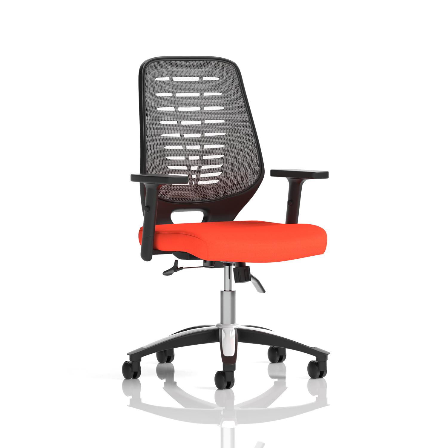 Relay Task Operator Chair Silver Back With Height Adjustable Arms Bespoke Colour Tabasco Orange