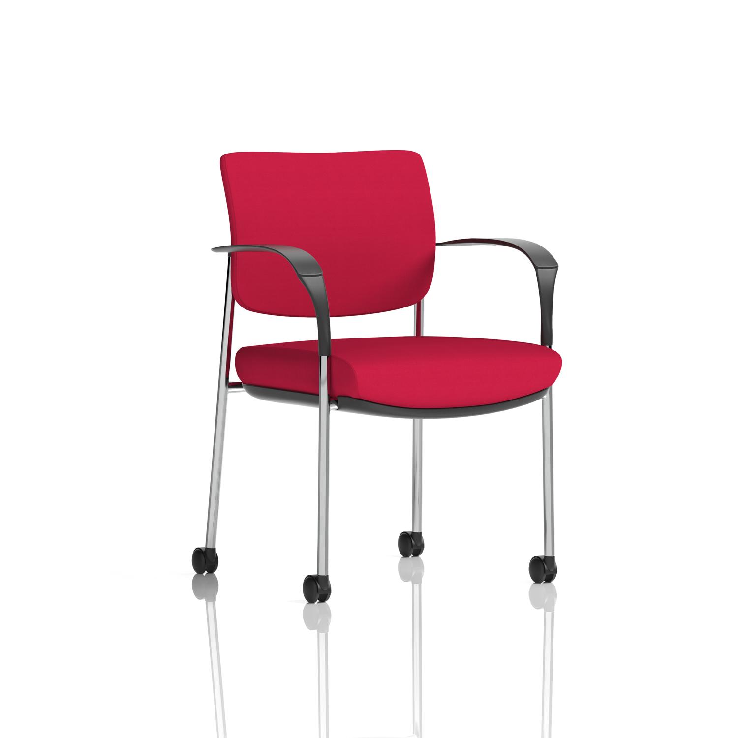 Brunswick Deluxe With Arms Chrome Frame With Castors Bespoke Colour Back And Seat Bergamot Cherry