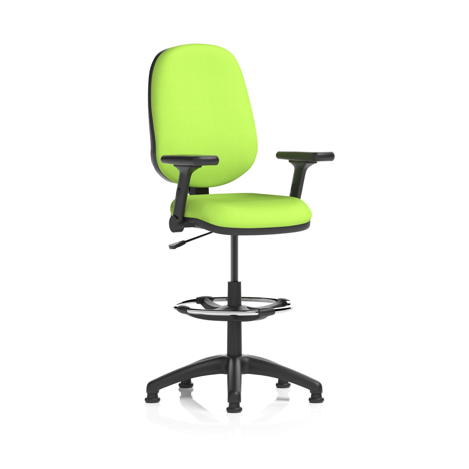 Eclipse Plus I Lever Task Operator Chair High Rise Draughtsman Kit With Height Adjustable And Folding Arms Bespoke Colour Back And Seat Myrrh Green