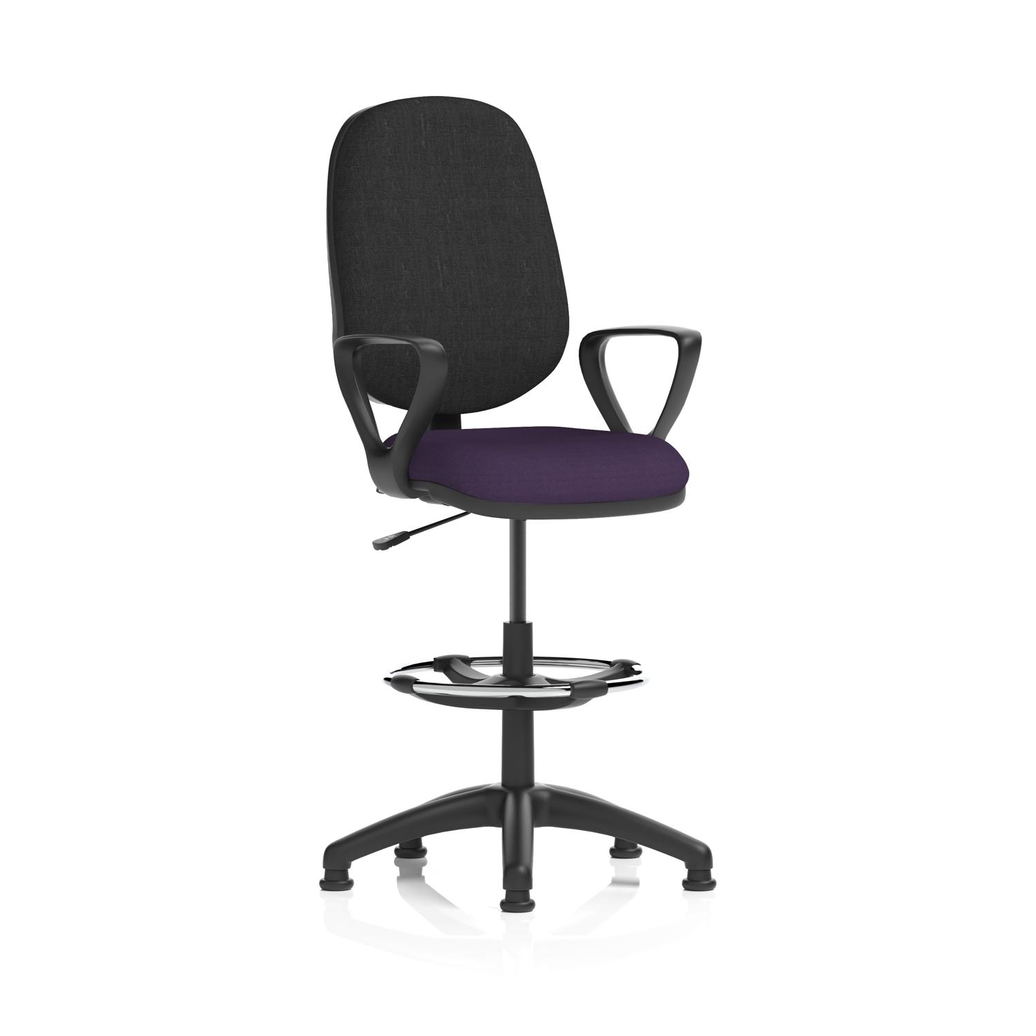Eclipse Plus I Lever Task Operator Chair With High Rise Draughtsman Kit With Loop Arms Bespoke Colour Seat Tansy Purple