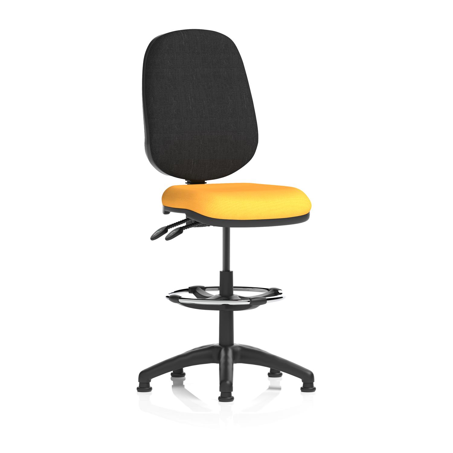 Eclipse Plus II Lever Task Operator Chair With High Rise Draughtsman Kit Bespoke Colour Seat Senna Yellow
