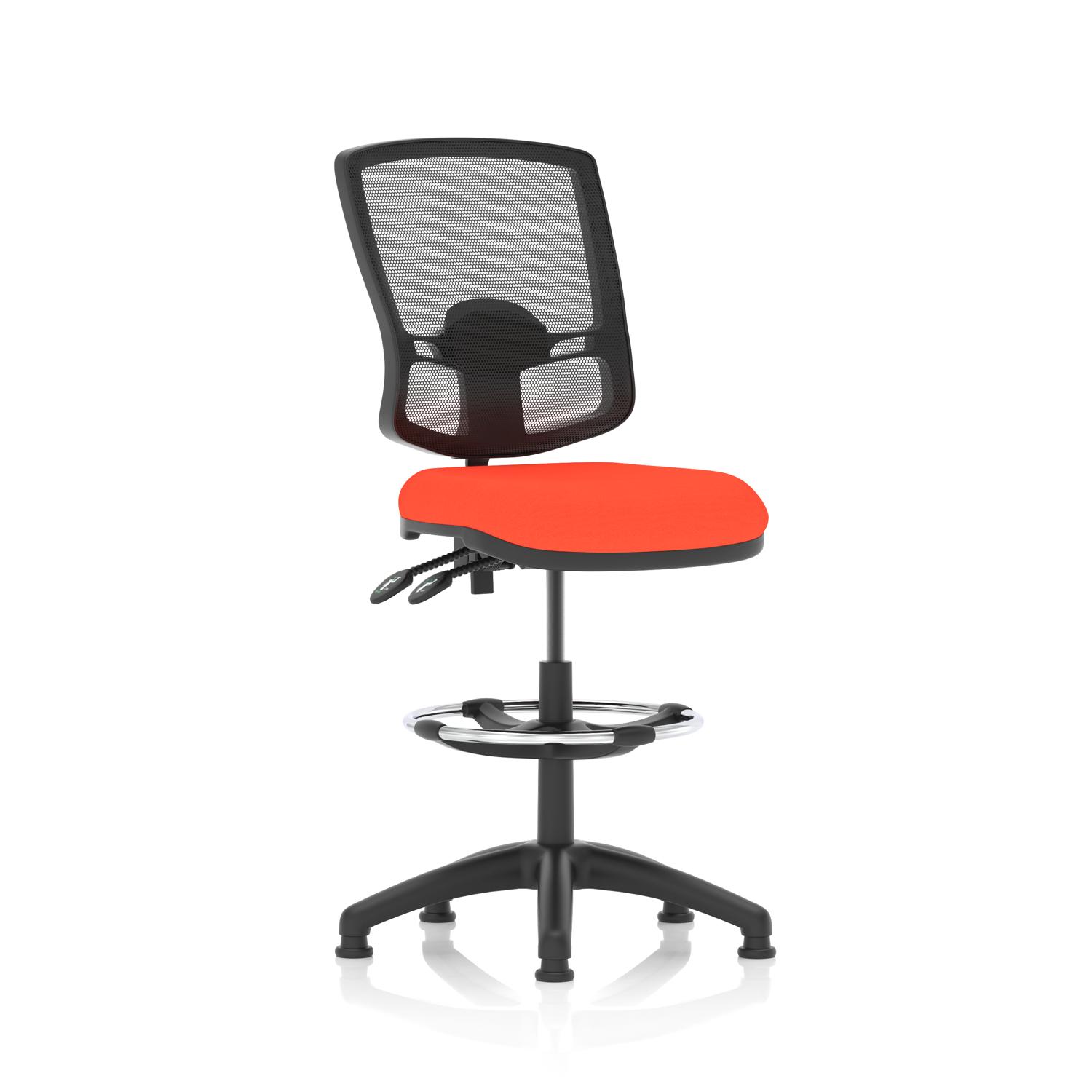 Eclipse Plus II Lever Task Operator Chair Deluxe Mesh Back With High Rise Draughtsman Kit Bespoke Colour Seat Tabasco Orange