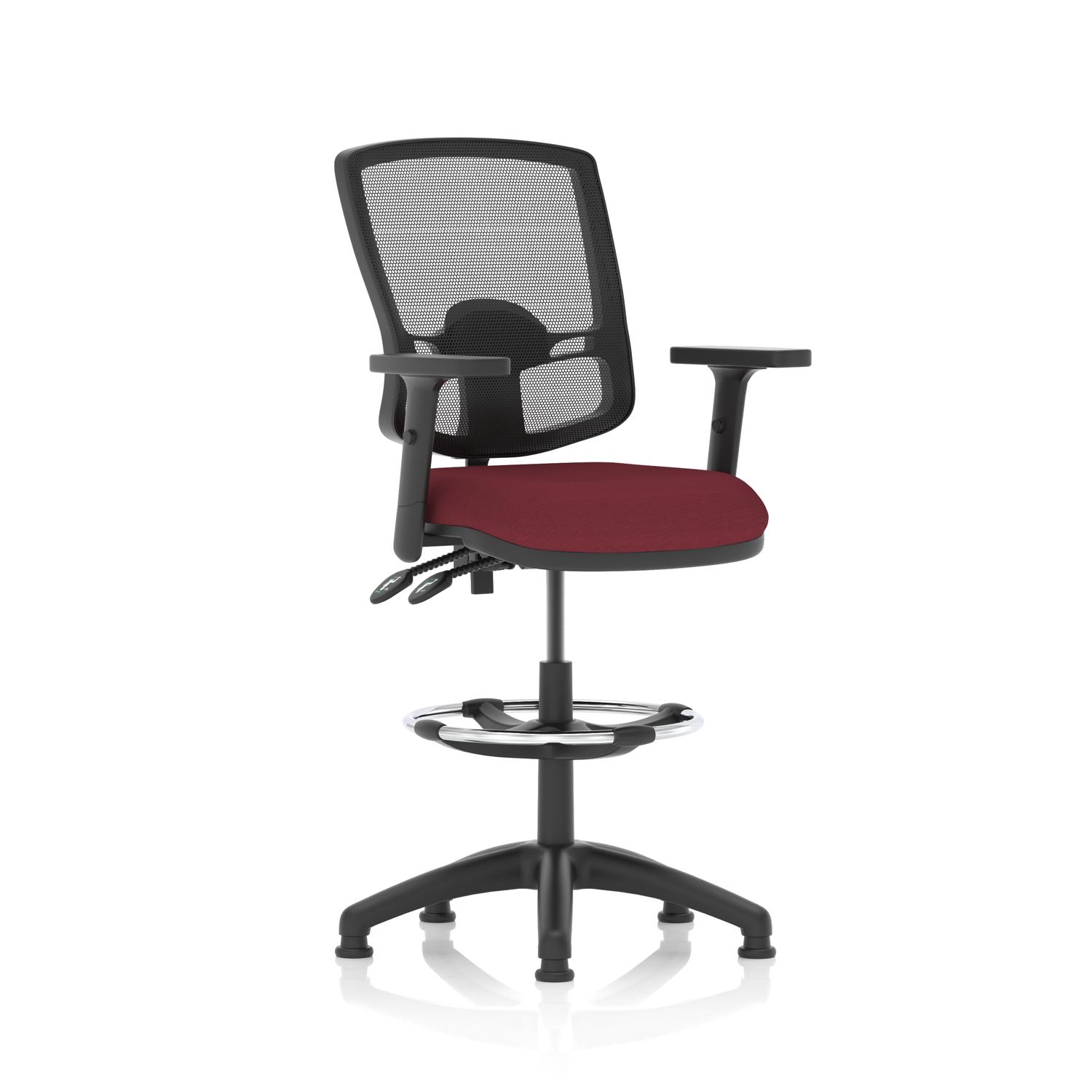 Eclipse Plus II Lever Task Operator Chair Deluxe Mesh Back High Rise Draughtsman Kit With Height Adjustable Arms Bespoke Colour Seat Ginseng Chilli
