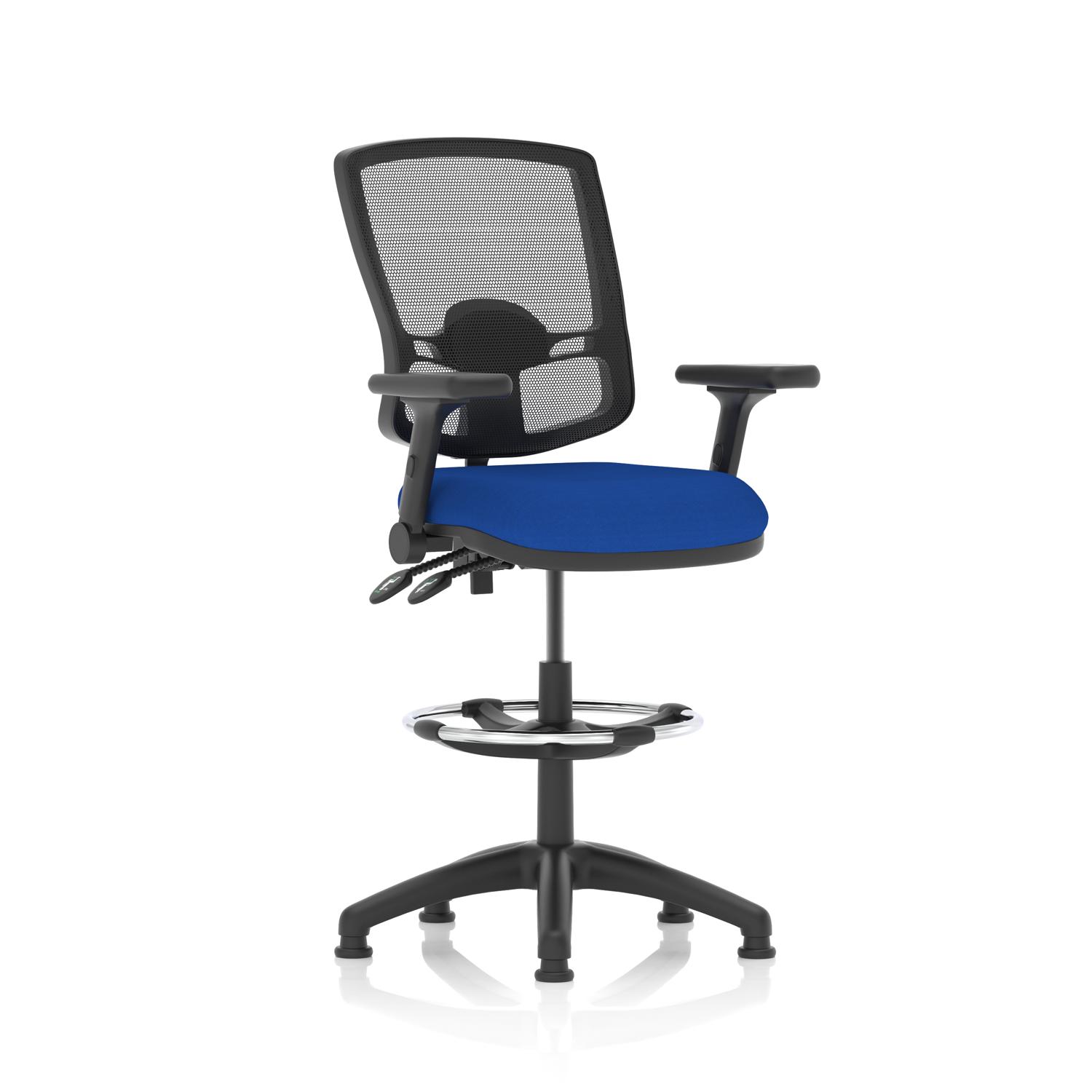 Eclipse Plus II Lever Task Operator Chair Deluxe Mesh Back High Rise Draughtsman Kit Height Adjustable And Folding Arms Bespoke Seat Stevia Blue
