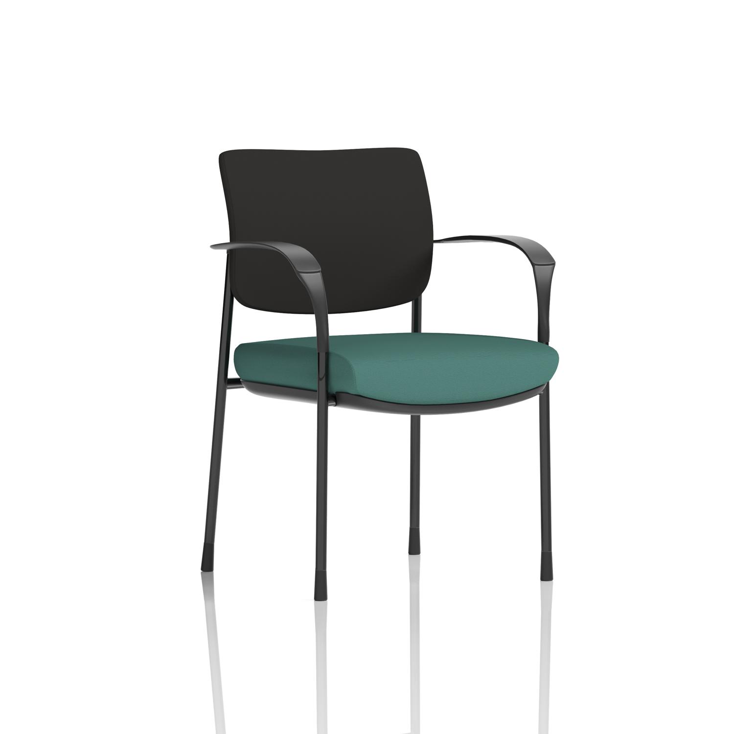 Brunswick Deluxe With Arms Black Frame Black Fabric Back Bespoke Colour Seat Quest Kelp