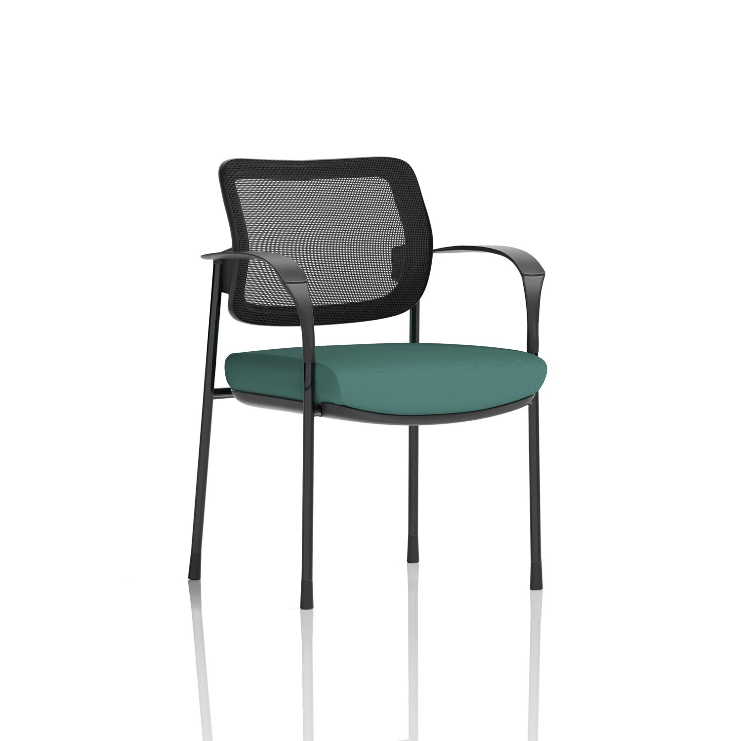 Brunswick Deluxe With Arms Black Frame Mesh Back Bespoke Colour Seat Quest Kelp