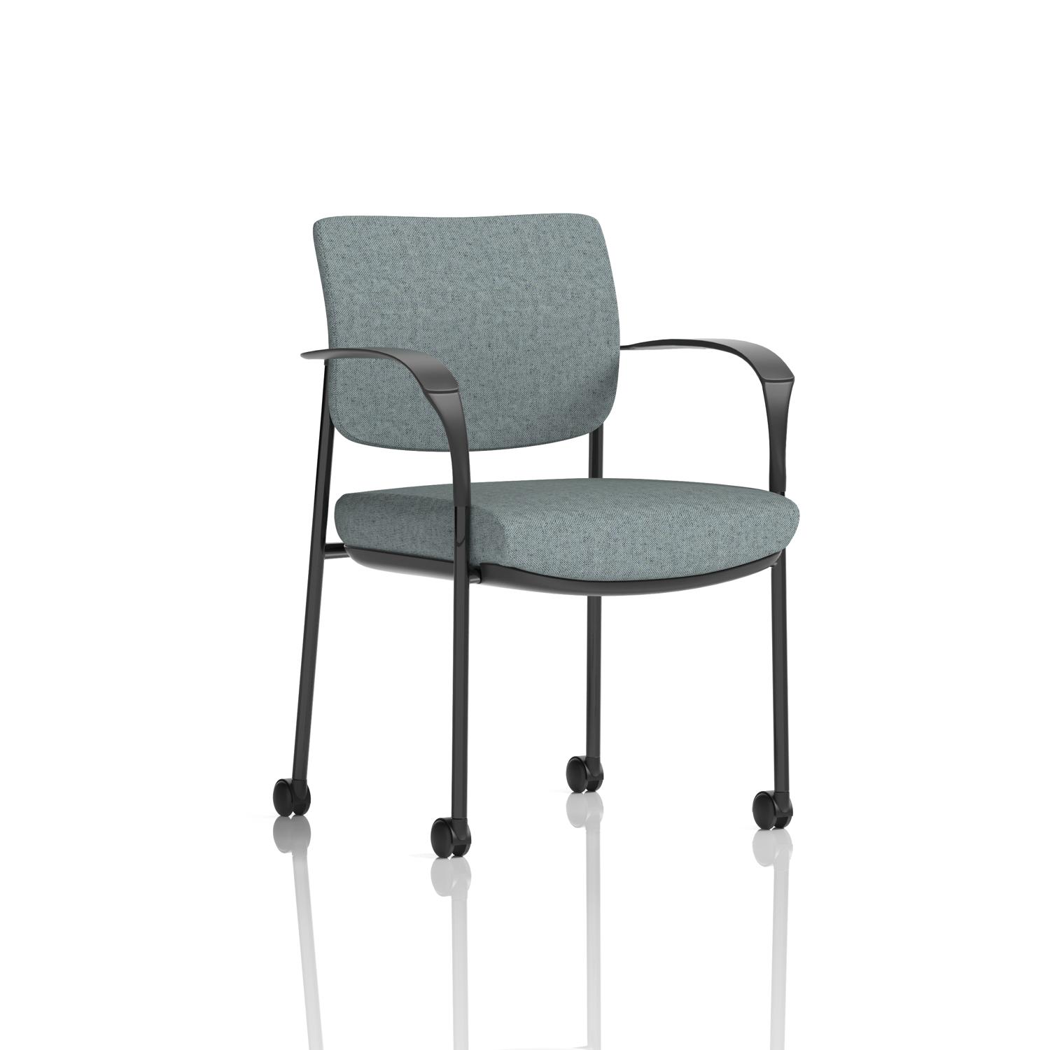 Brunswick Deluxe With Arms Black Frame With Castors Bespoke Colour Back And Seat Rivet Tensile