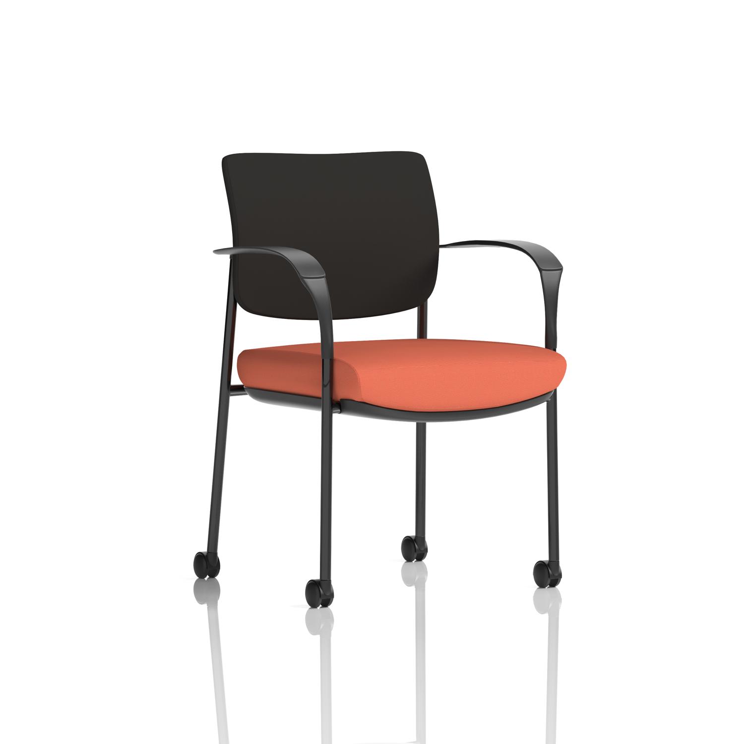 Brunswick Deluxe With Arms Black Frame With Castors Black Fabric Back Bespoke Colour Seat Quest Crab