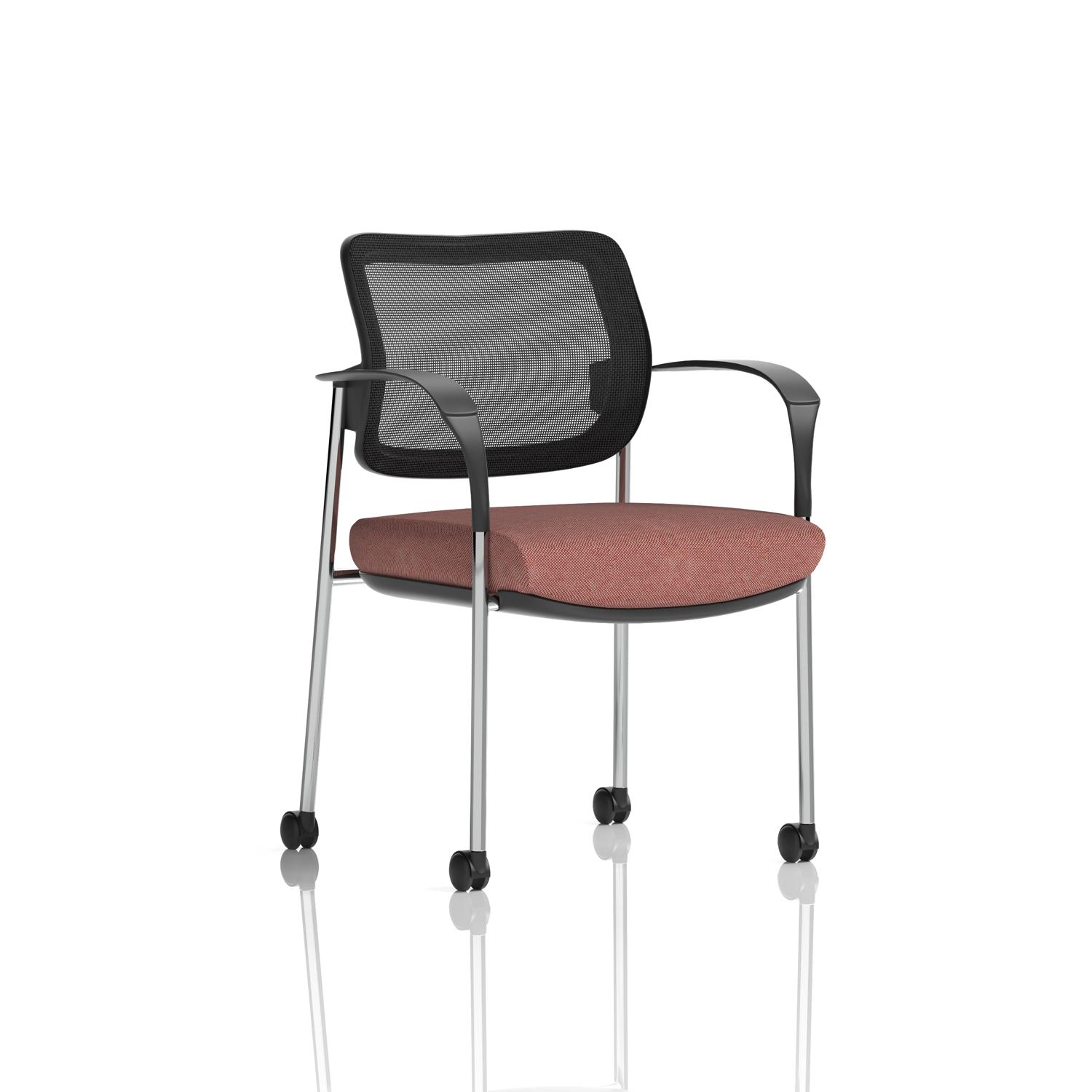 Brunswick Deluxe With Arms Chrome Frame With Castors Mesh Back Bespoke Colour Seat Rivet Forge